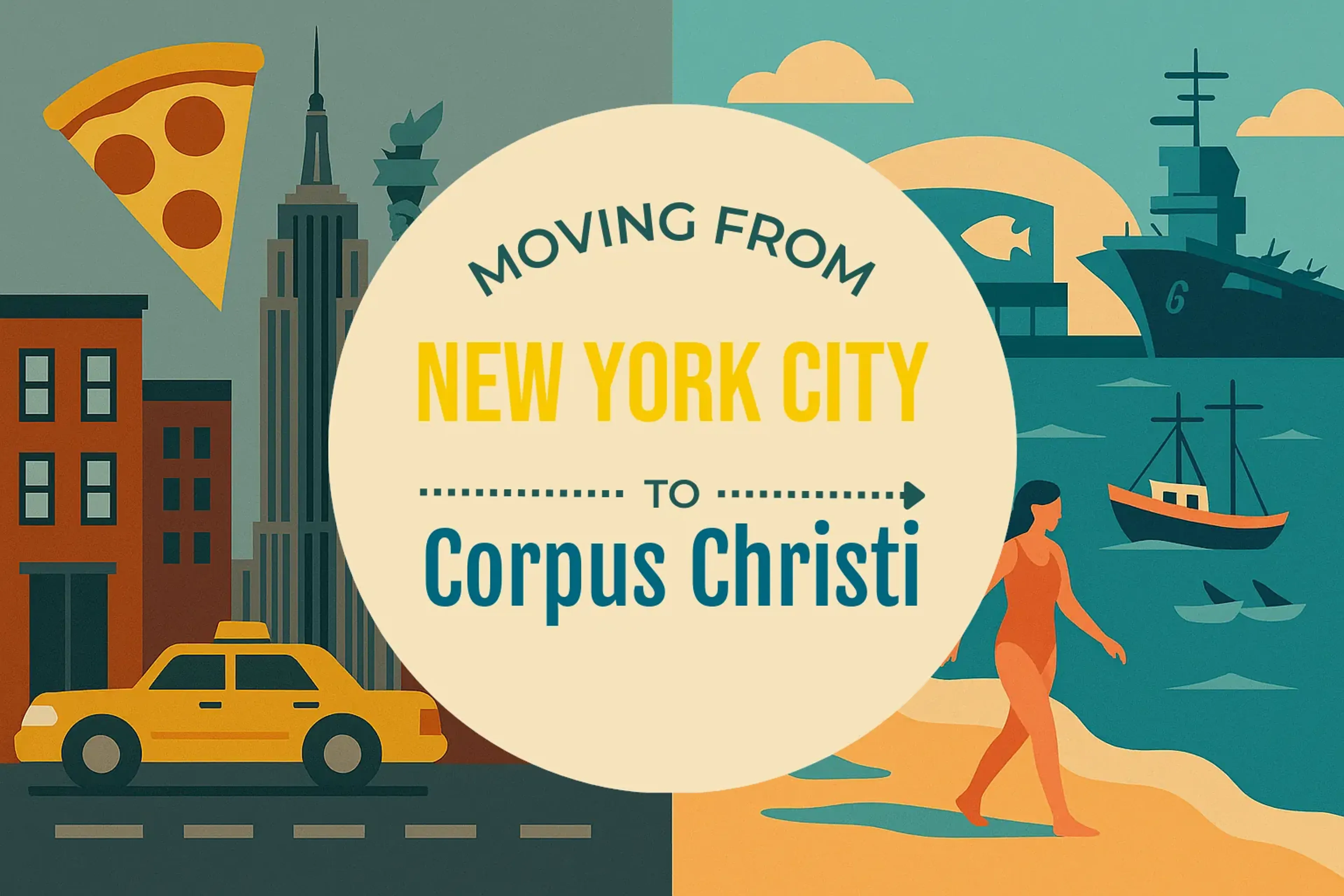 Side-by-side comparison of New York City to Corpus Christi moving companies