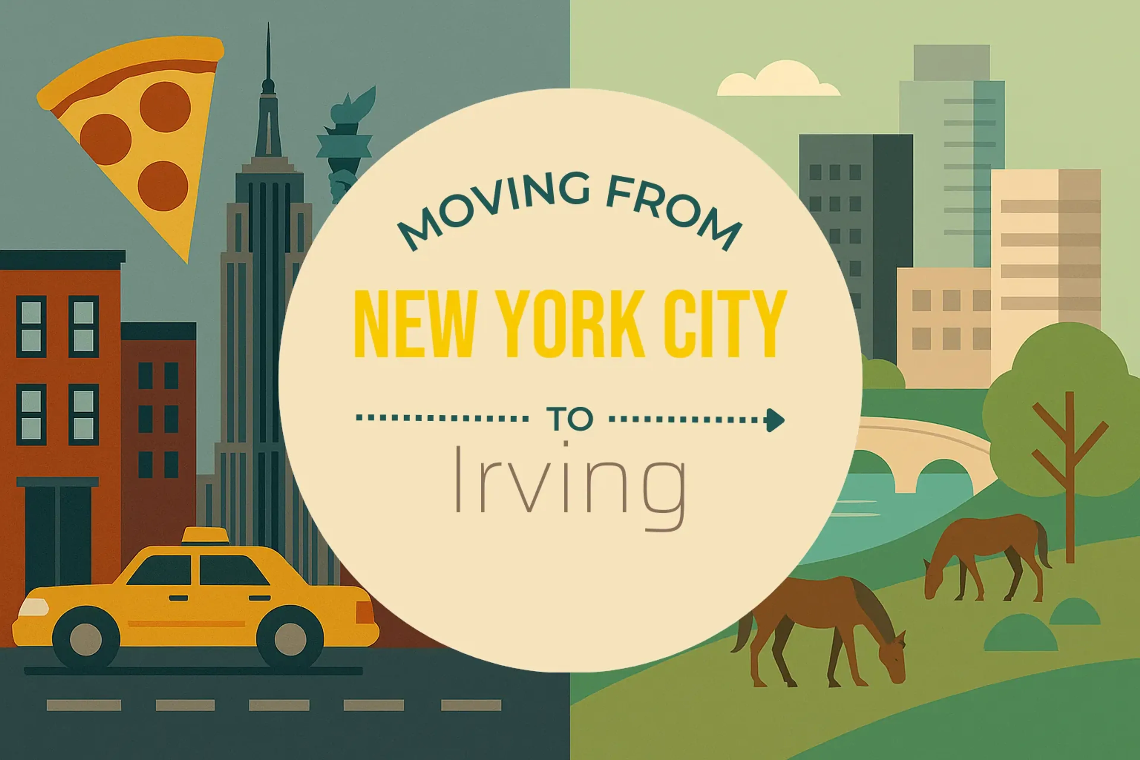 Side-by-side comparison of New York City to Irving moving companies