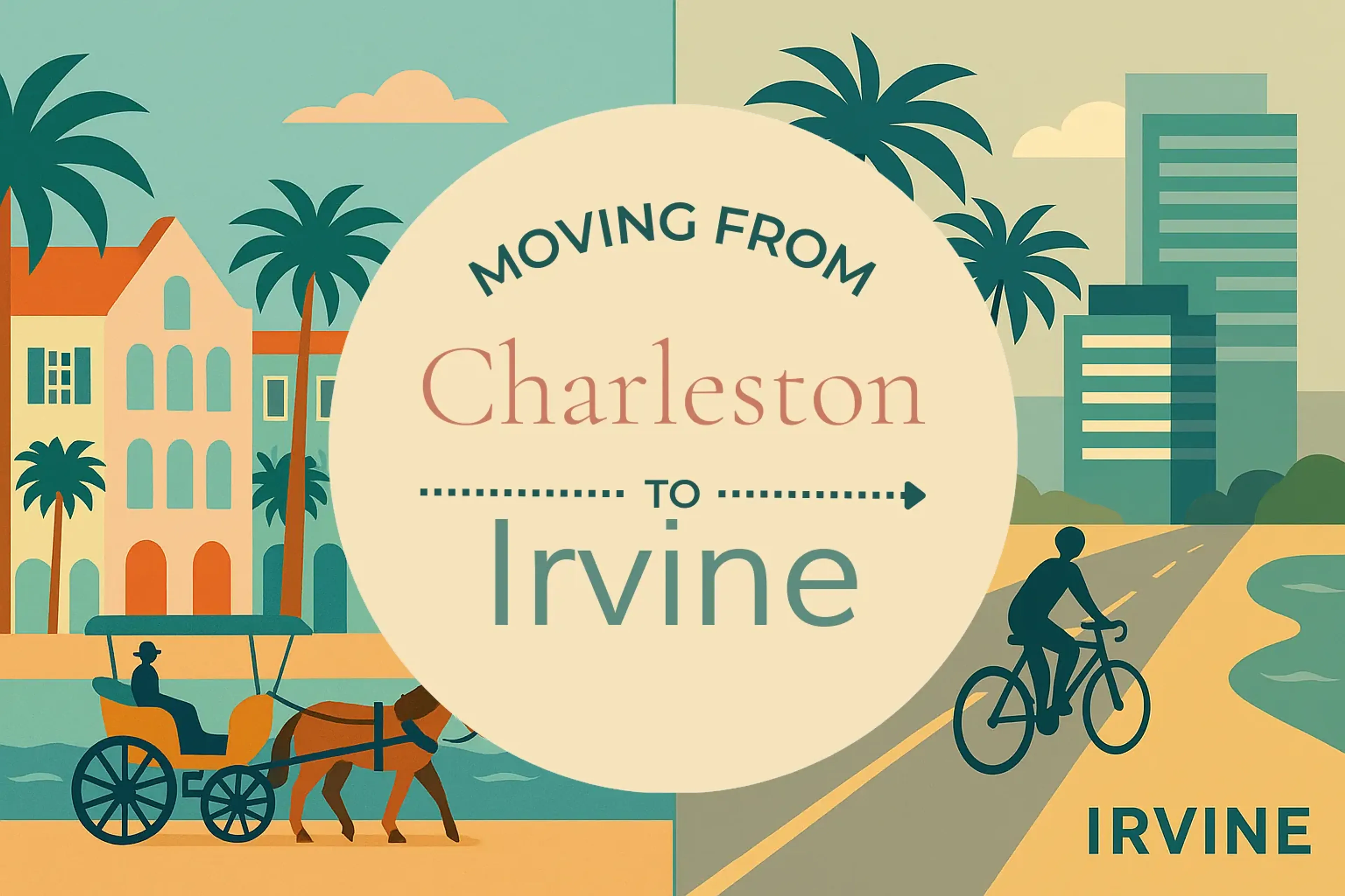 Side-by-side comparison of Charleston to Irvine moving companies