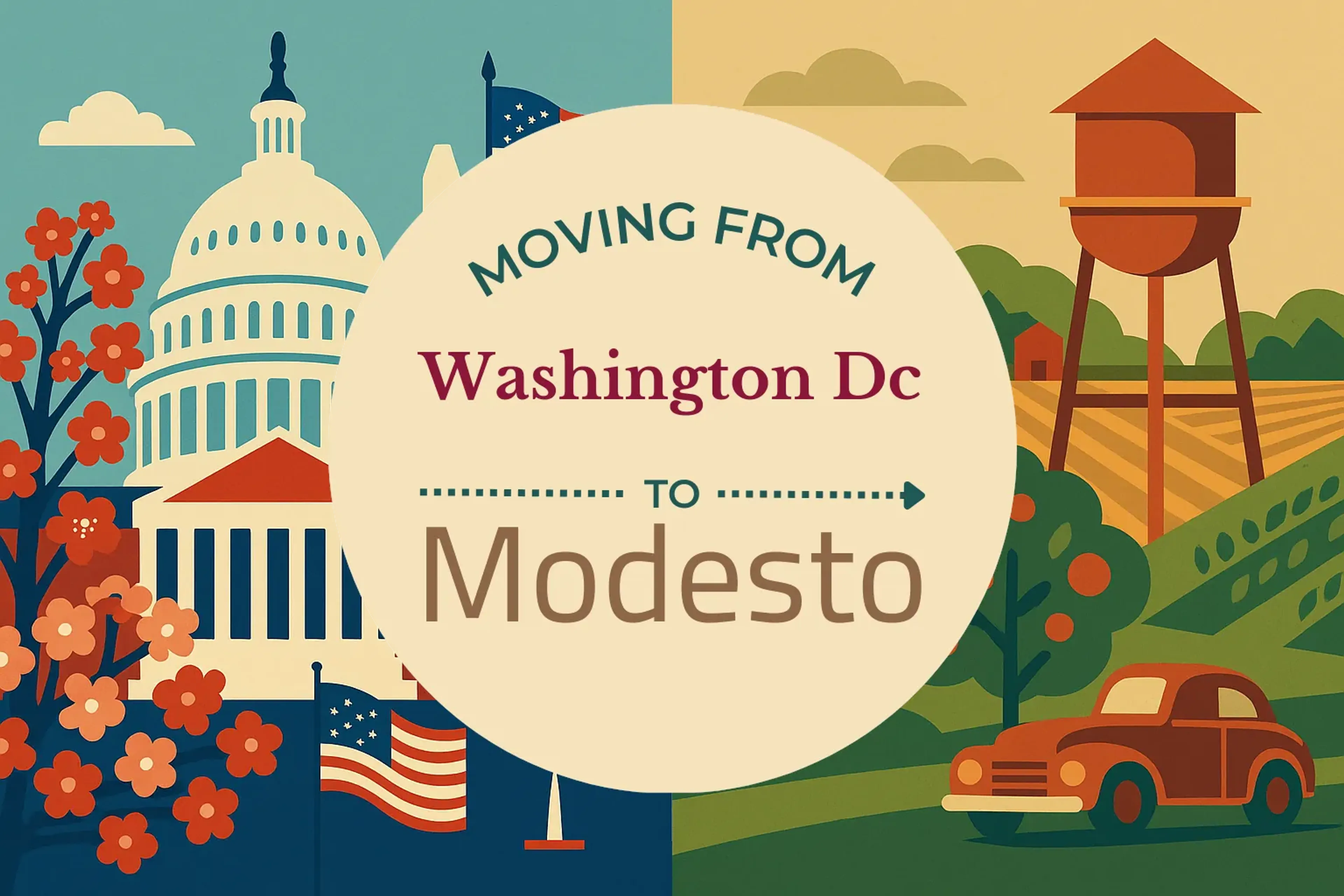 Side-by-side comparison of Washington DC to Modesto moving companies