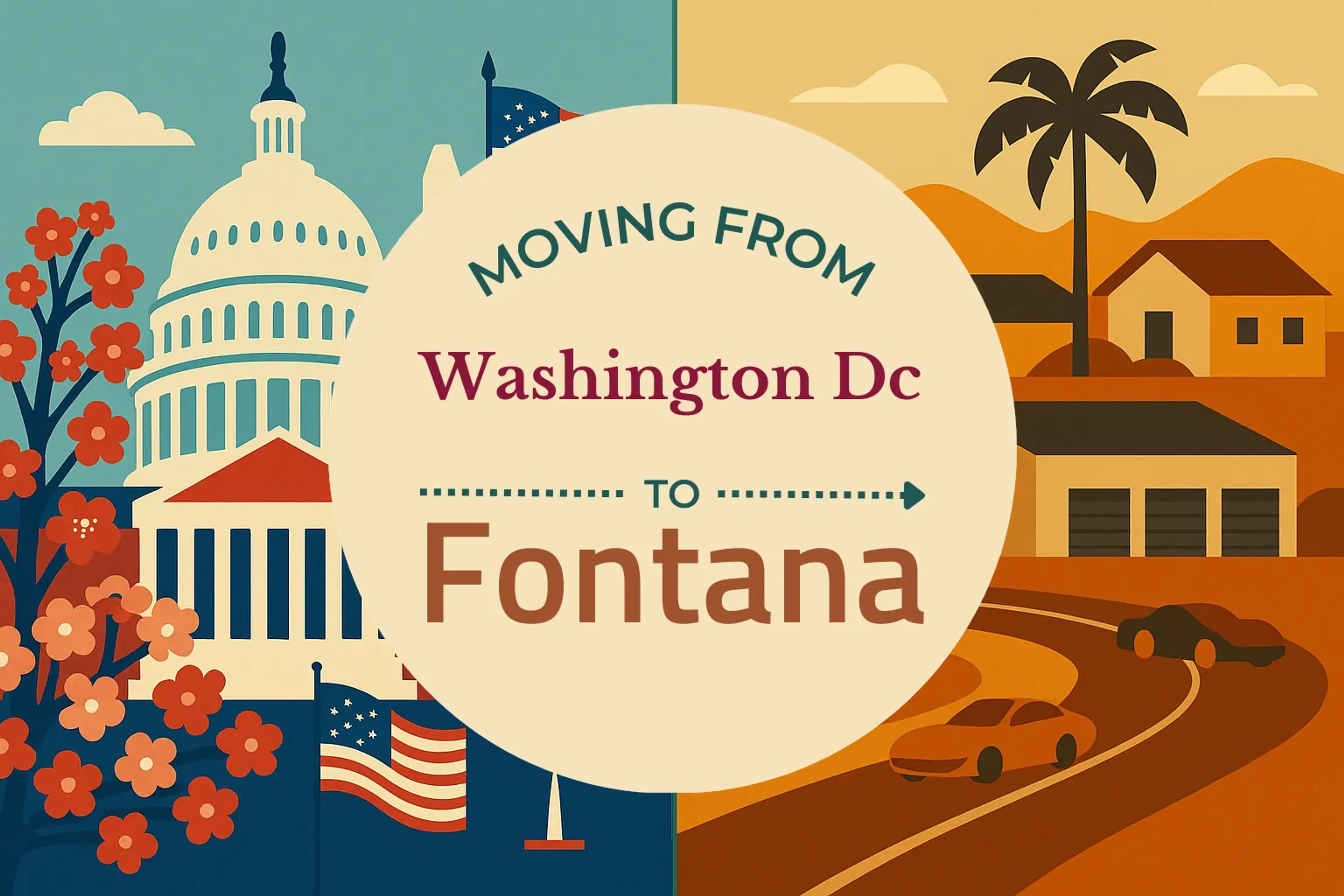 Side-by-side comparison of Washington DC to Fontana moving companies