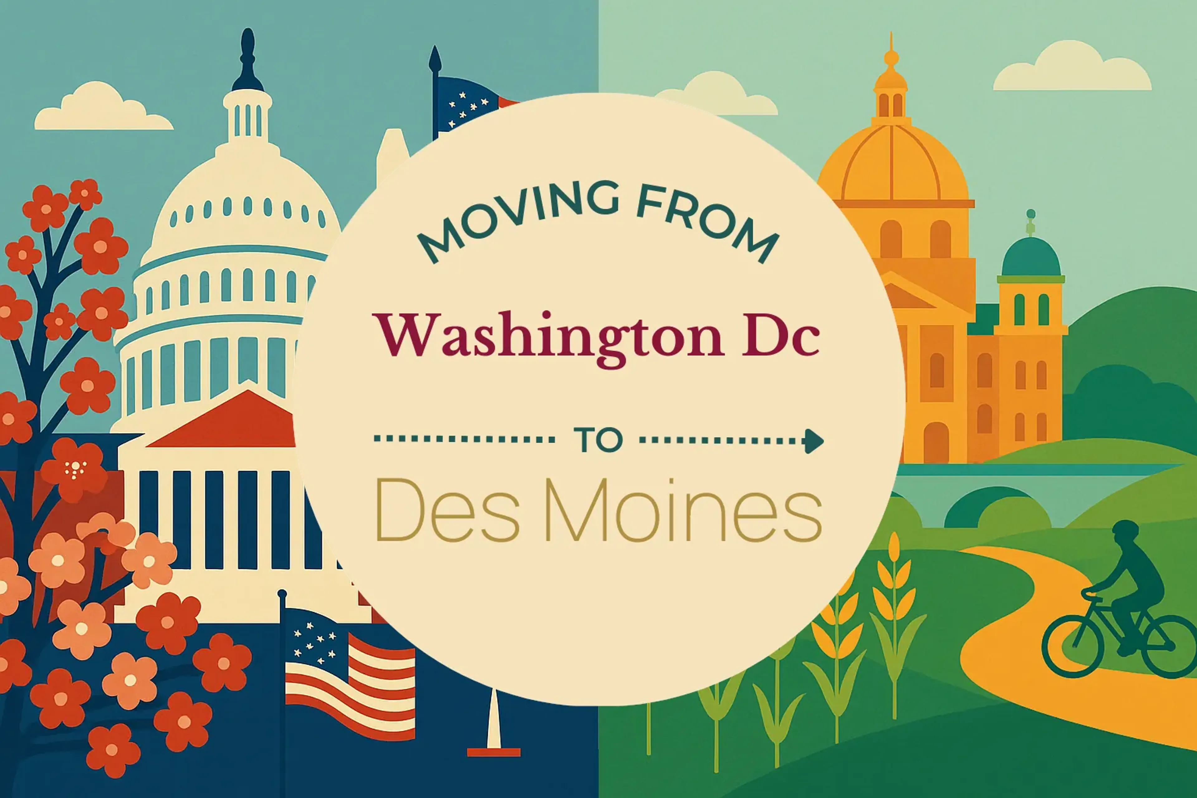 Side-by-side comparison of Washington DC to Des Moines moving companies