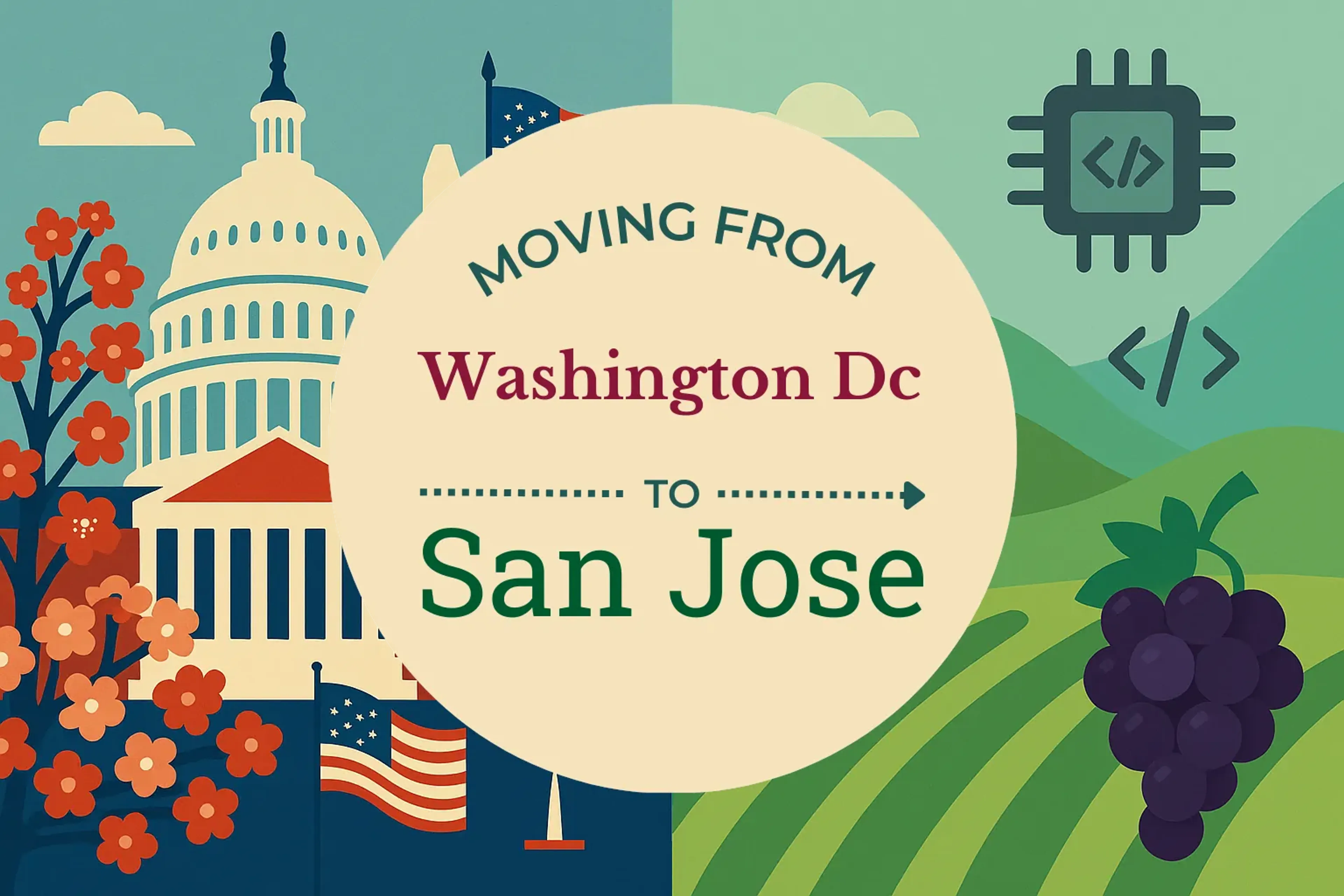 Side-by-side comparison of Washington DC to San Jose moving companies