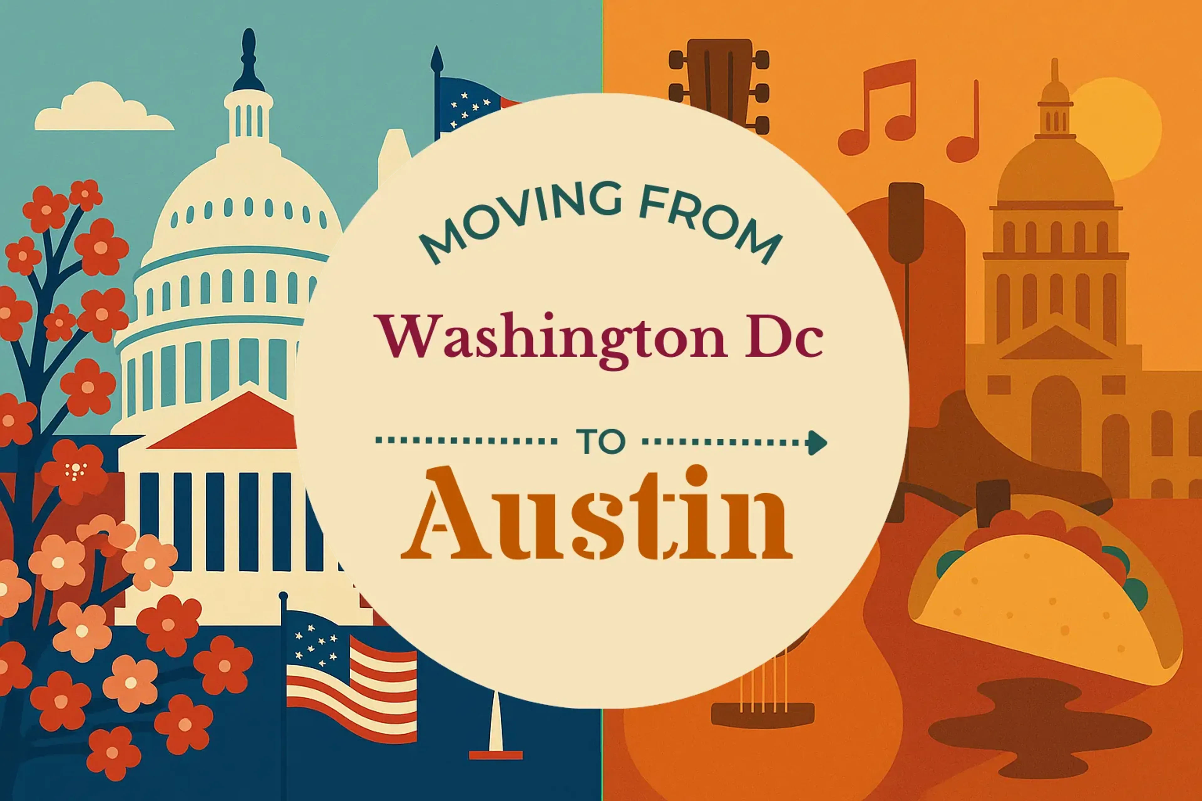 Side-by-side comparison of Washington DC to Austin moving companies