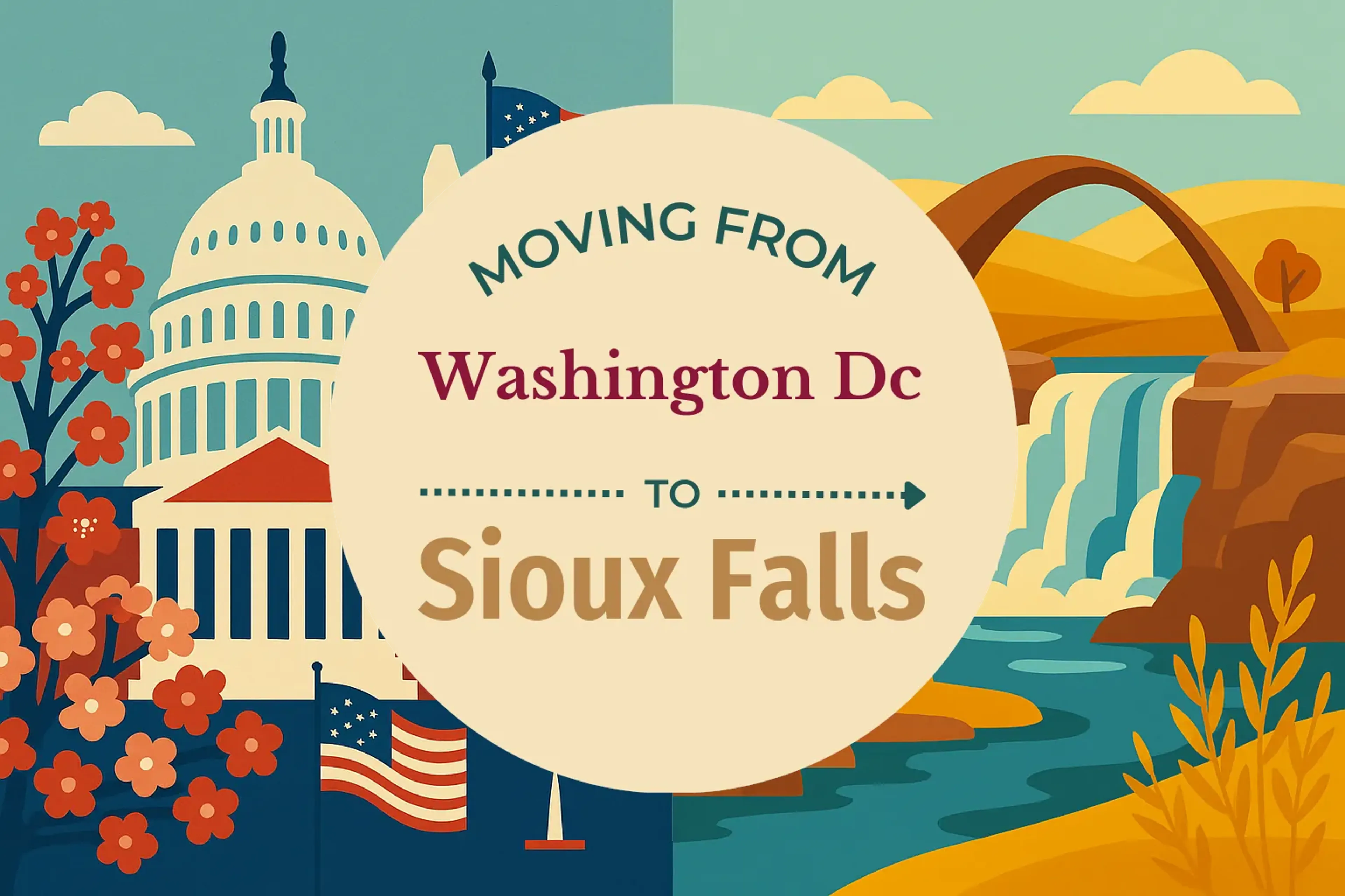 Side-by-side comparison of Washington DC to Sioux Falls moving companies