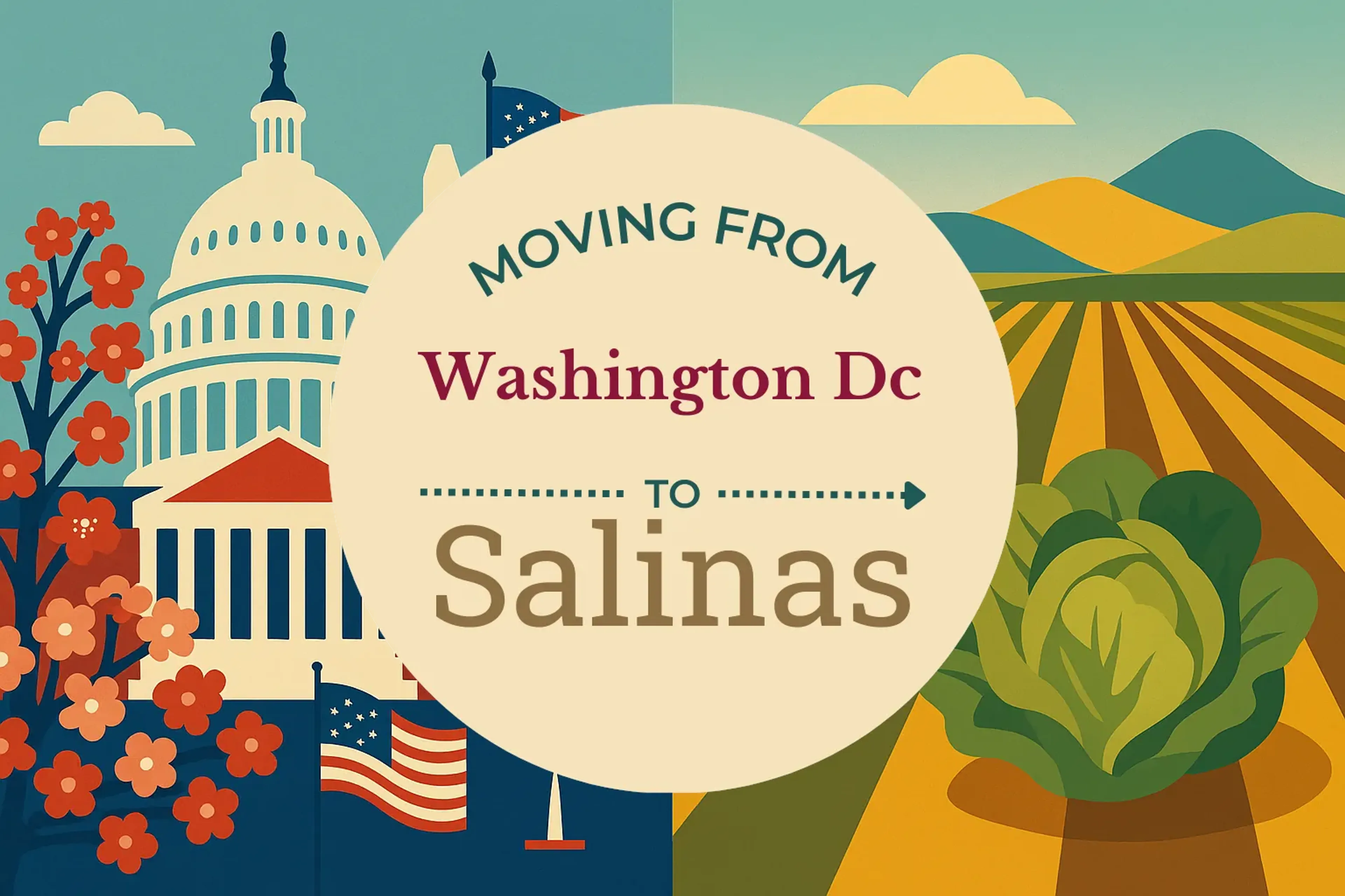 Side-by-side comparison of Washington DC to Salinas moving companies