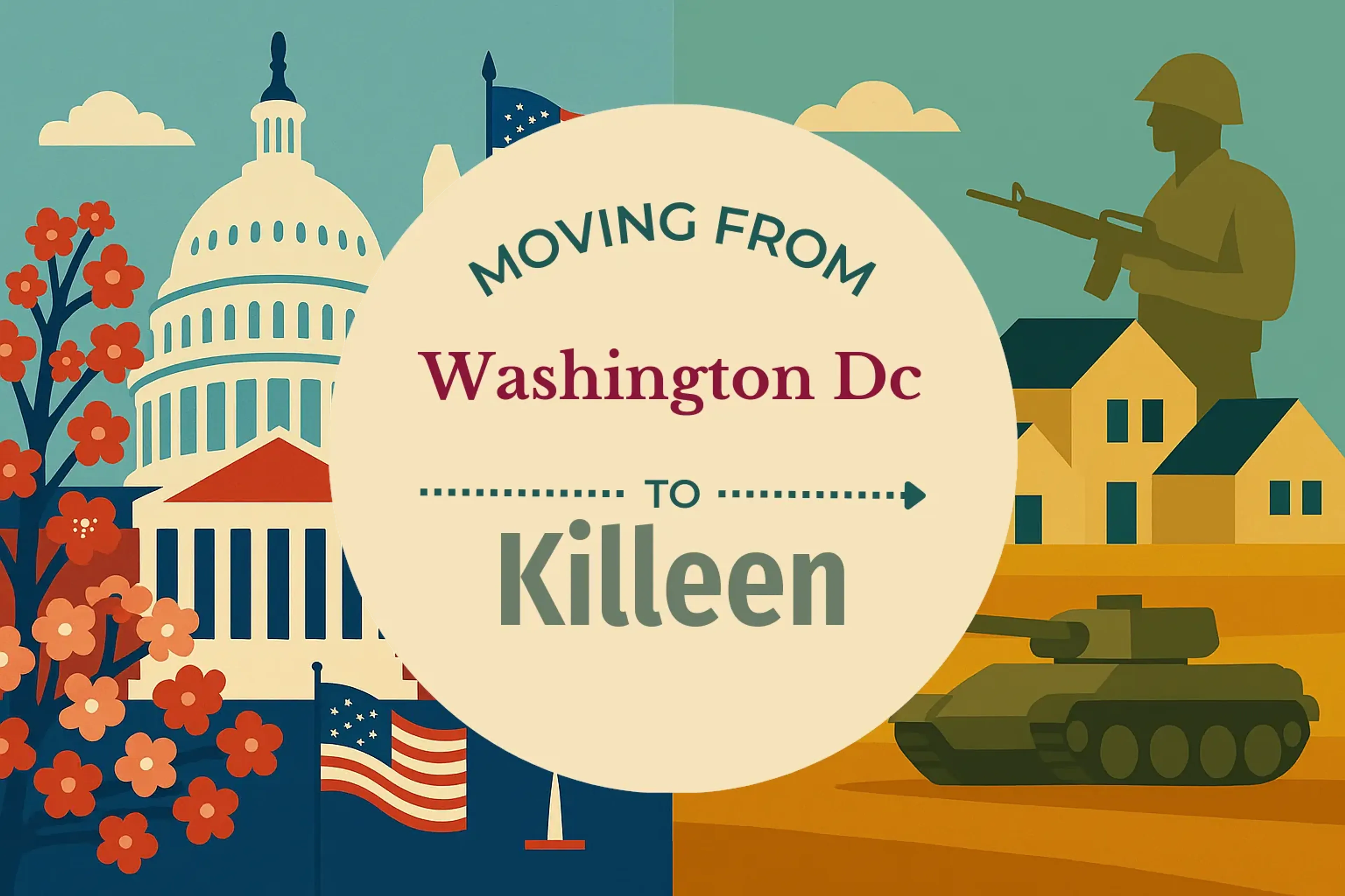 Side-by-side comparison of Washington DC to Killeen moving companies