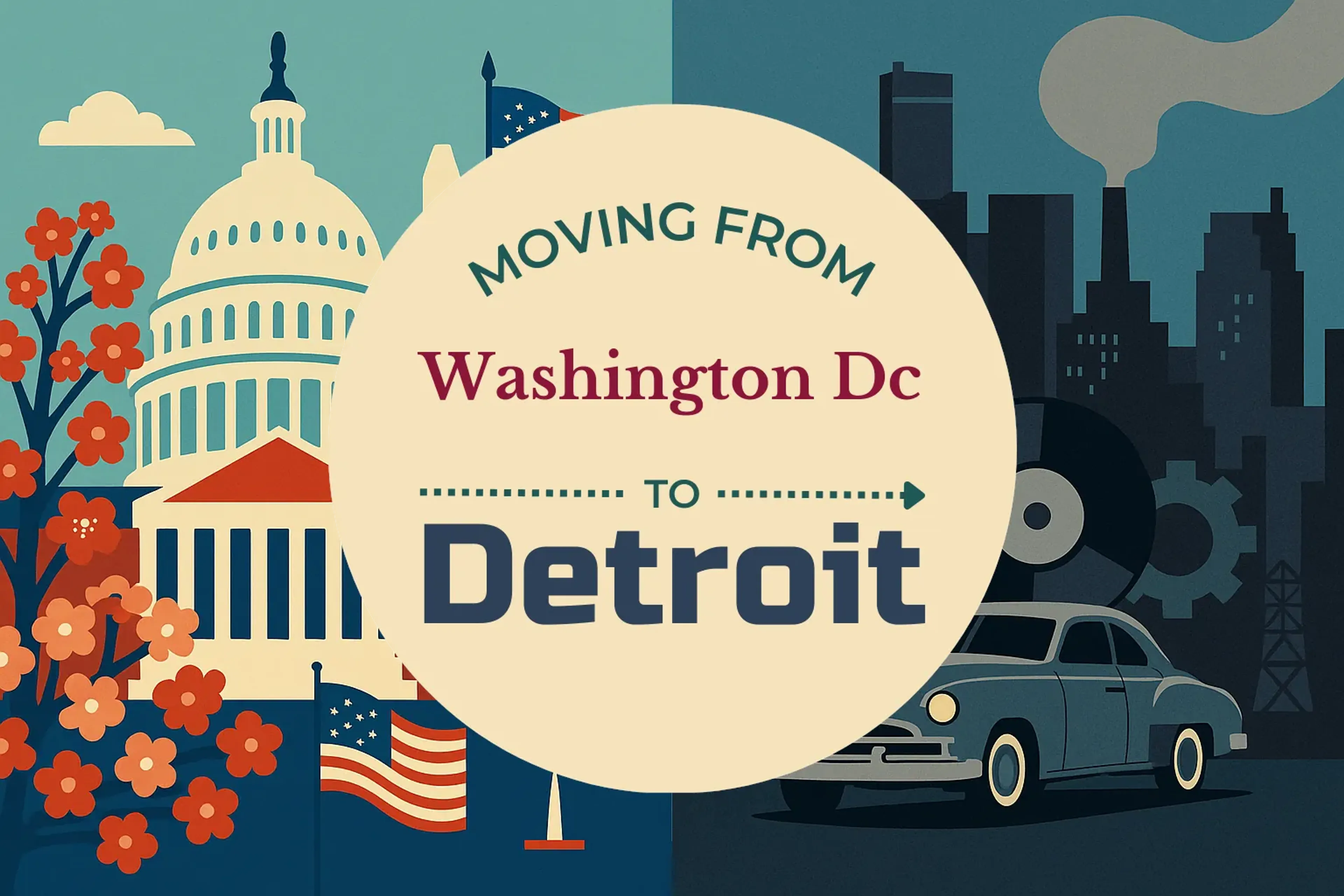 Side-by-side comparison of Washington DC to Detroit moving companies