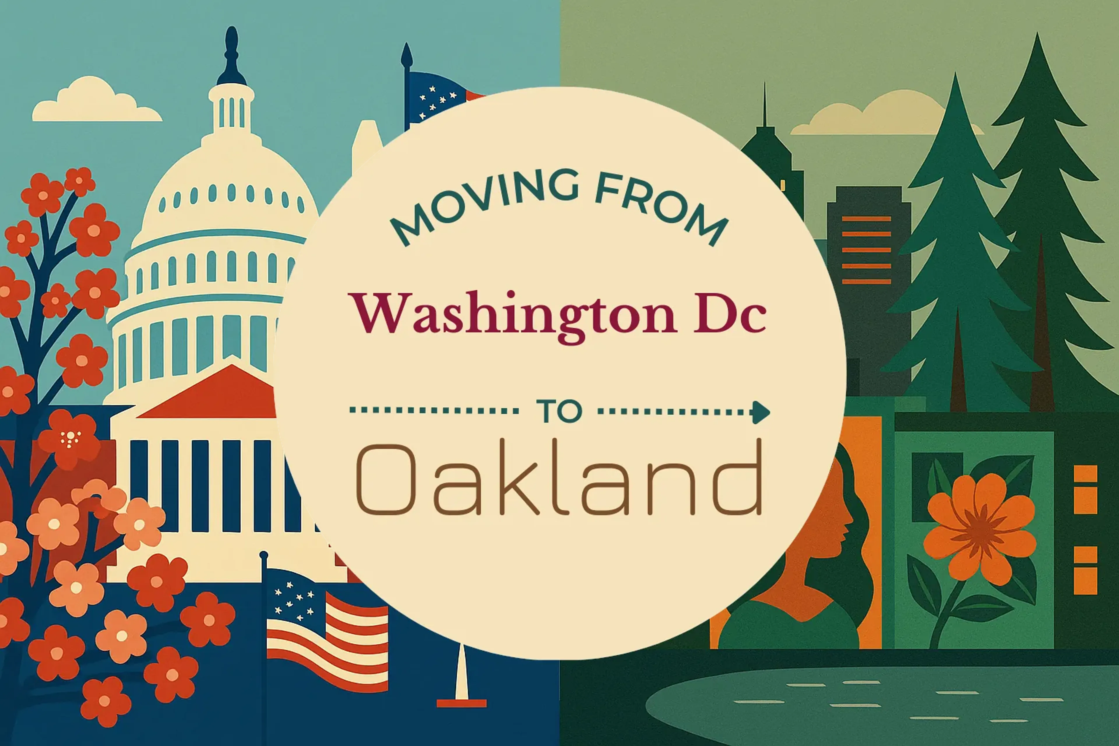 Side-by-side comparison of Washington DC to Oakland moving companies