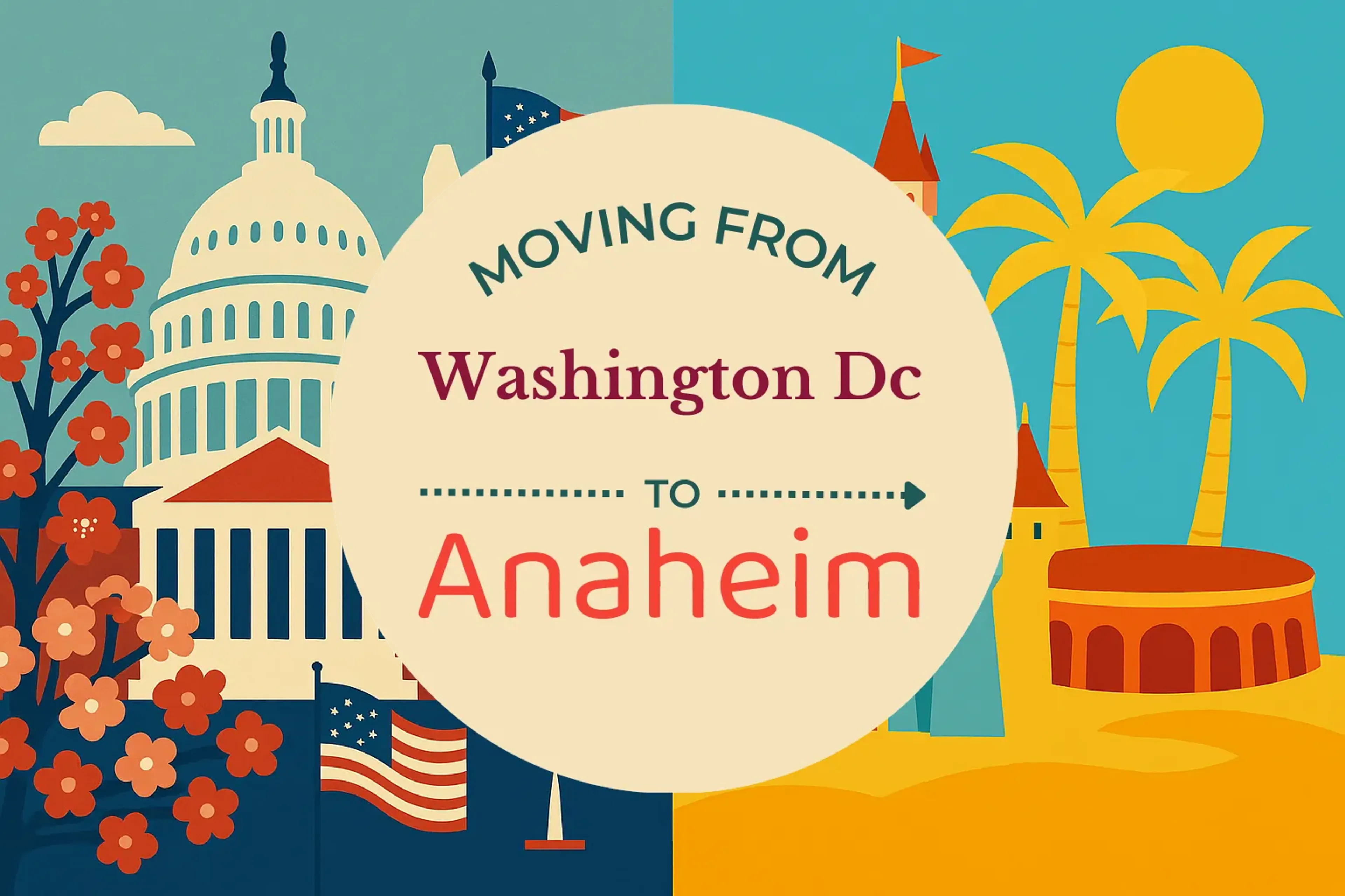 Side-by-side comparison of Washington DC to Anaheim moving companies