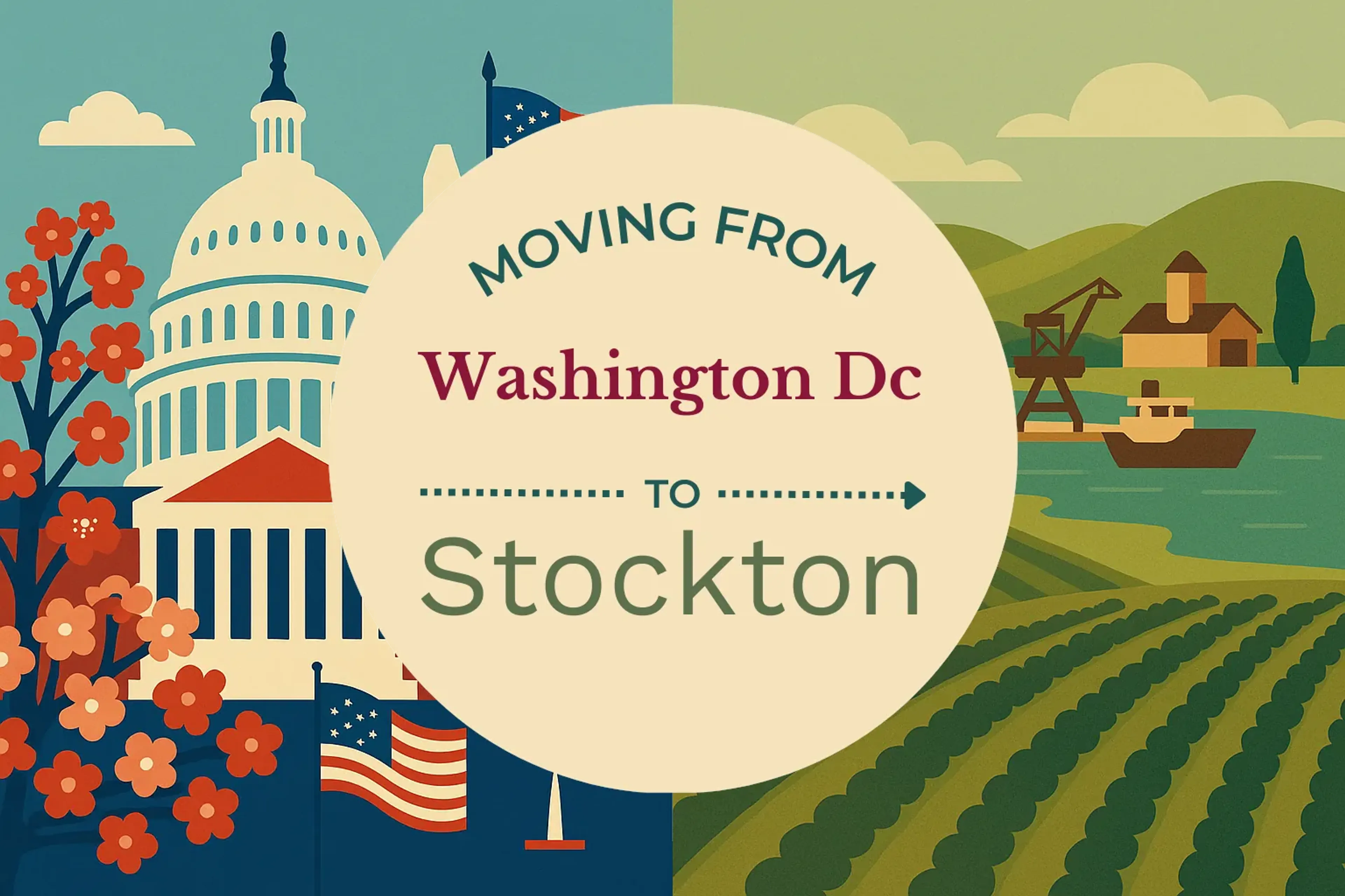 Side-by-side comparison of Washington DC to Stockton moving companies