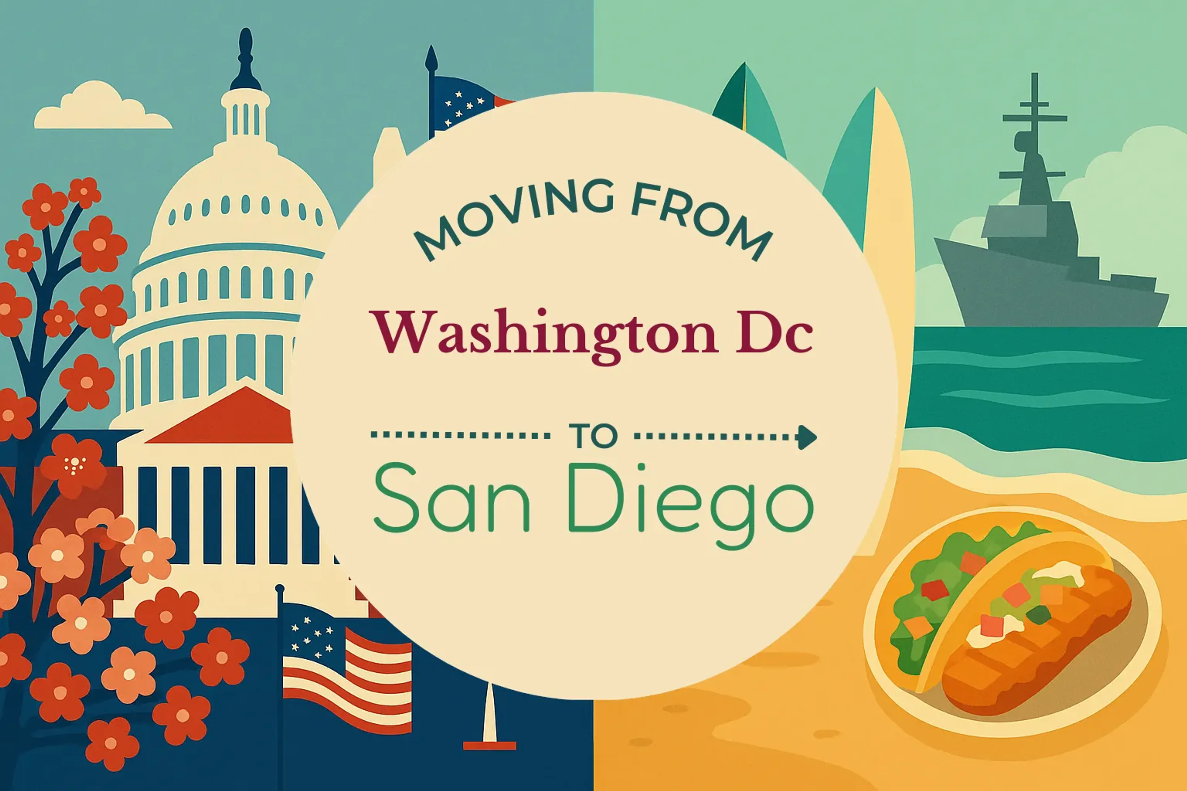 Side-by-side comparison of Washington DC to San Diego moving companies