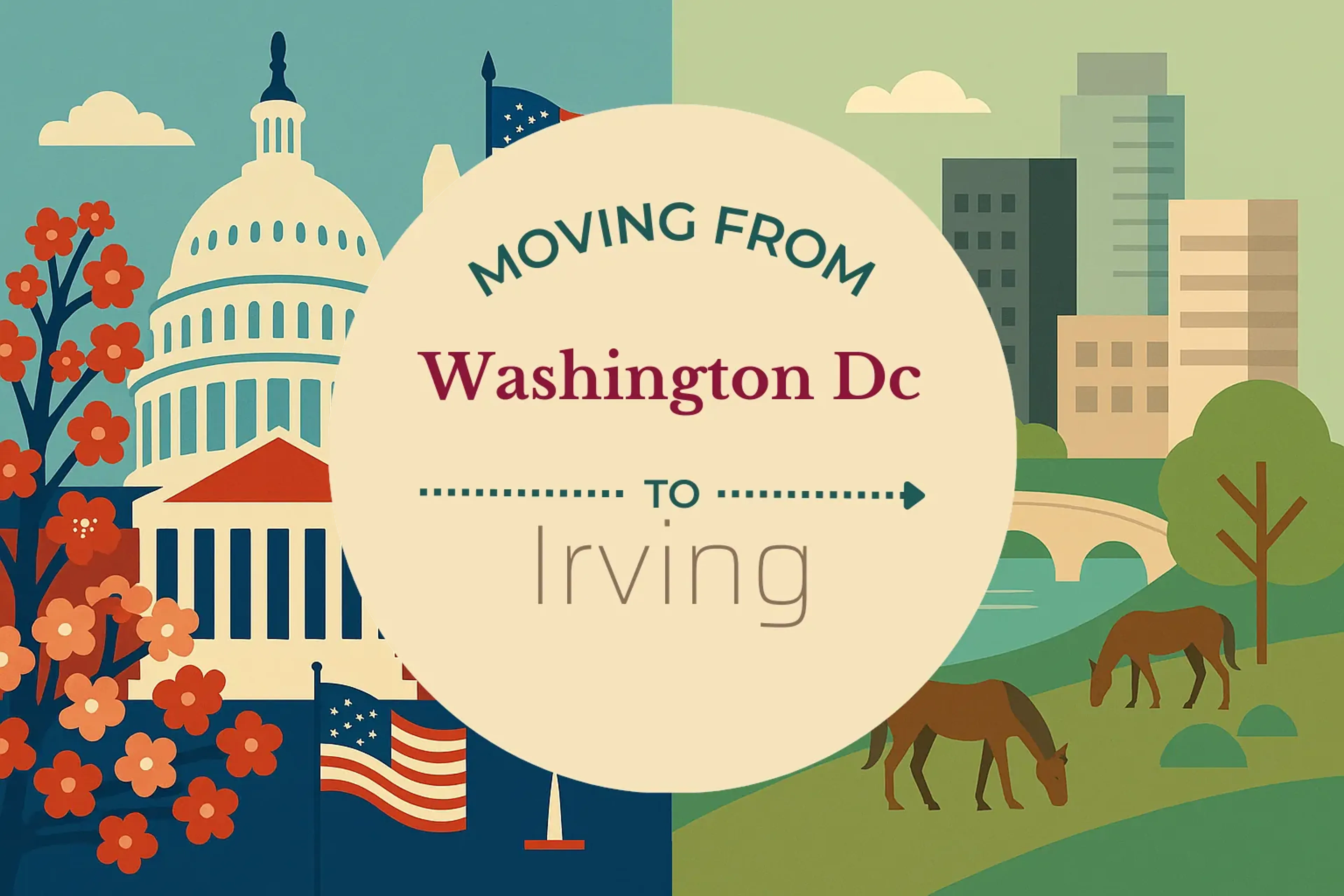 Side-by-side comparison of Washington DC to Irving moving companies