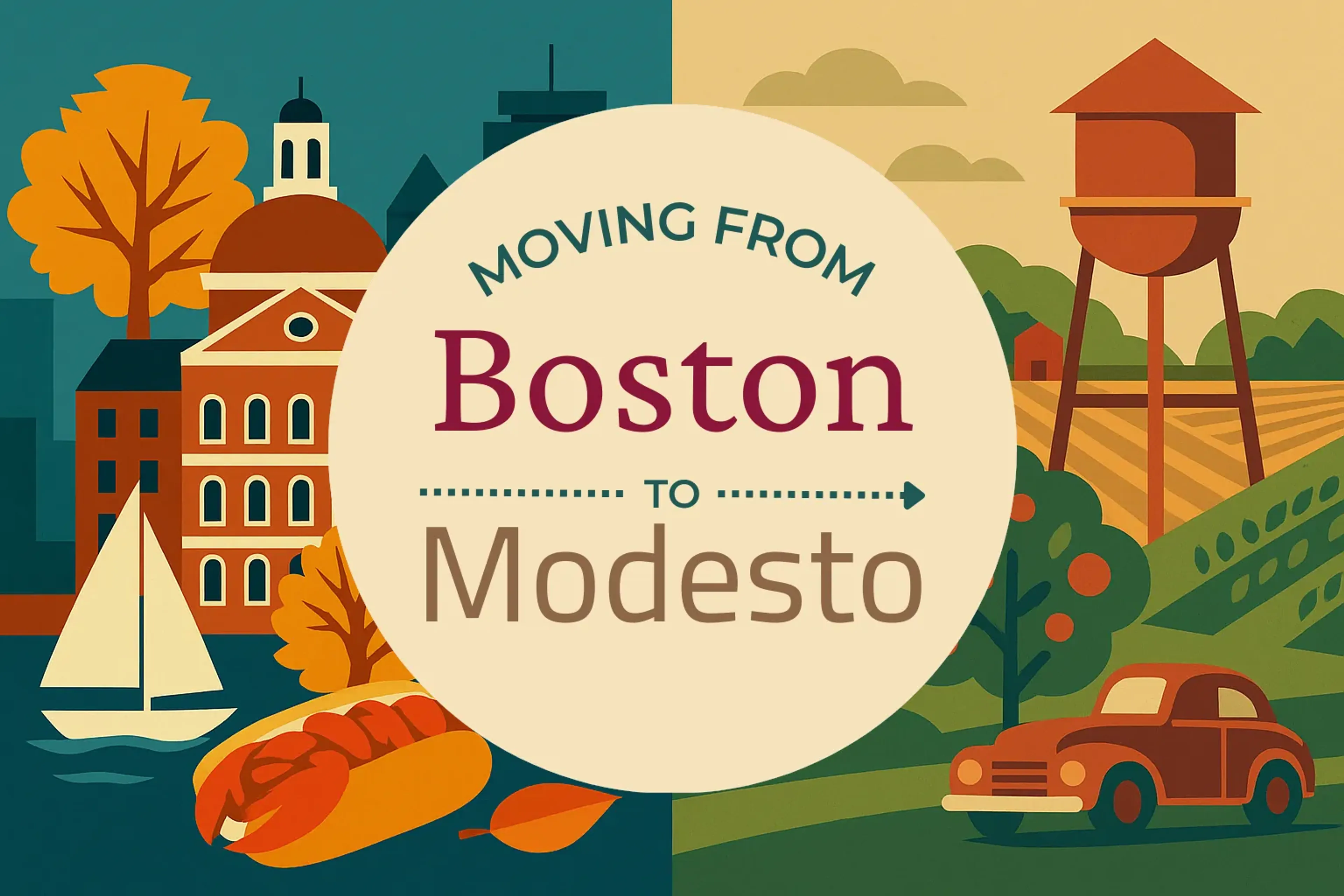 Side-by-side comparison of Boston to Modesto moving companies