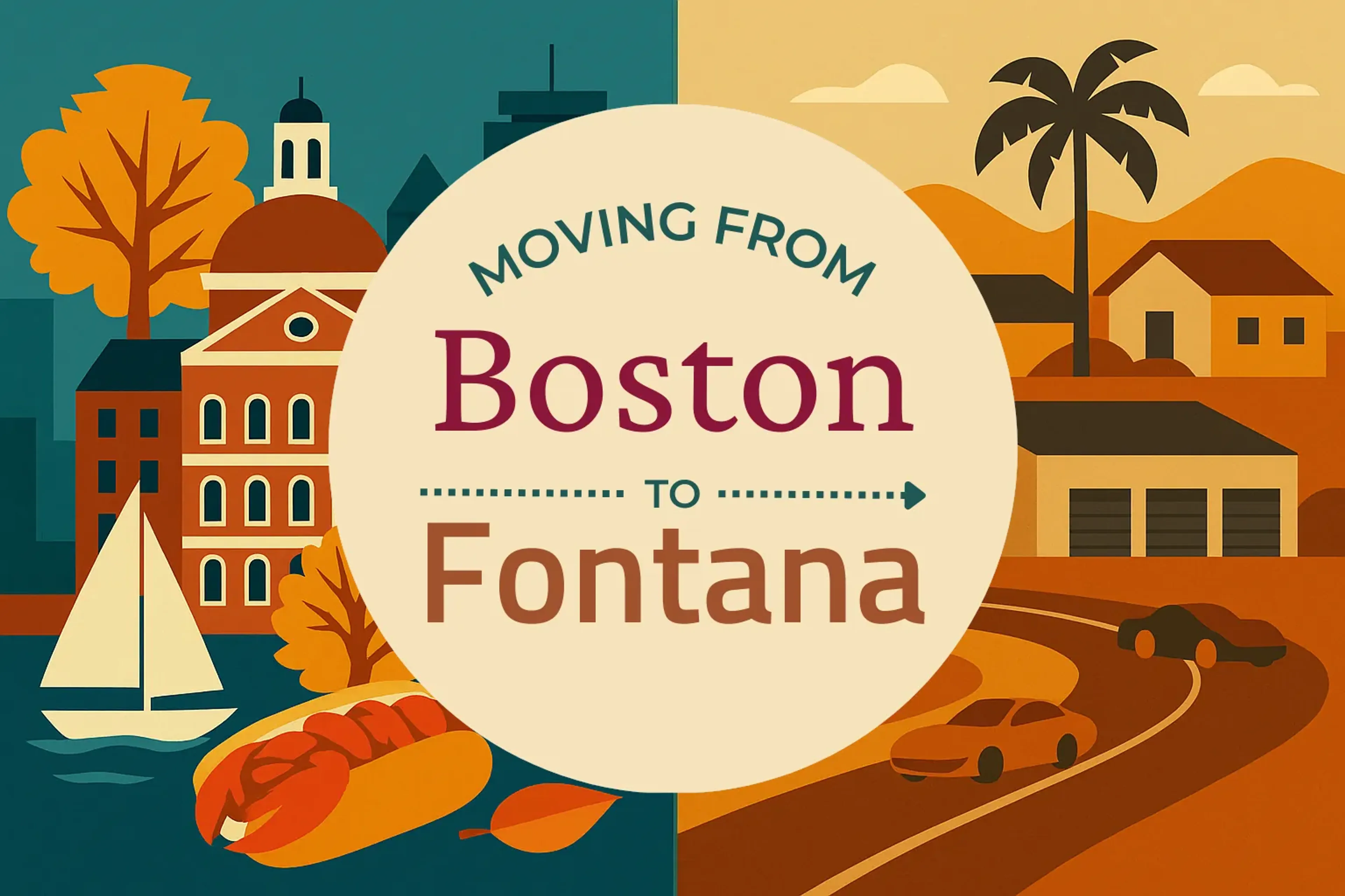 Side-by-side comparison of Boston to Fontana moving companies