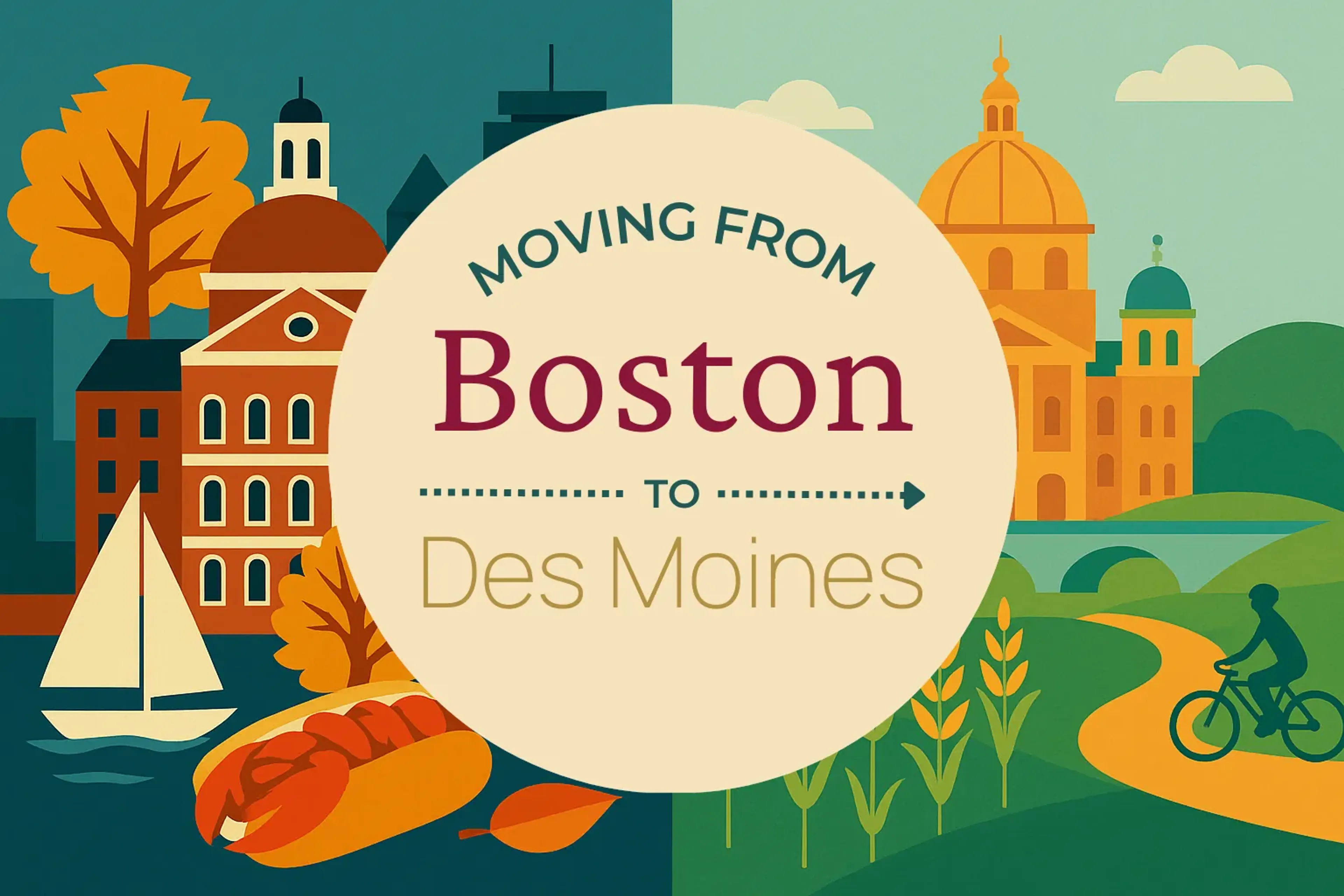Side-by-side comparison of Boston to Des Moines moving companies