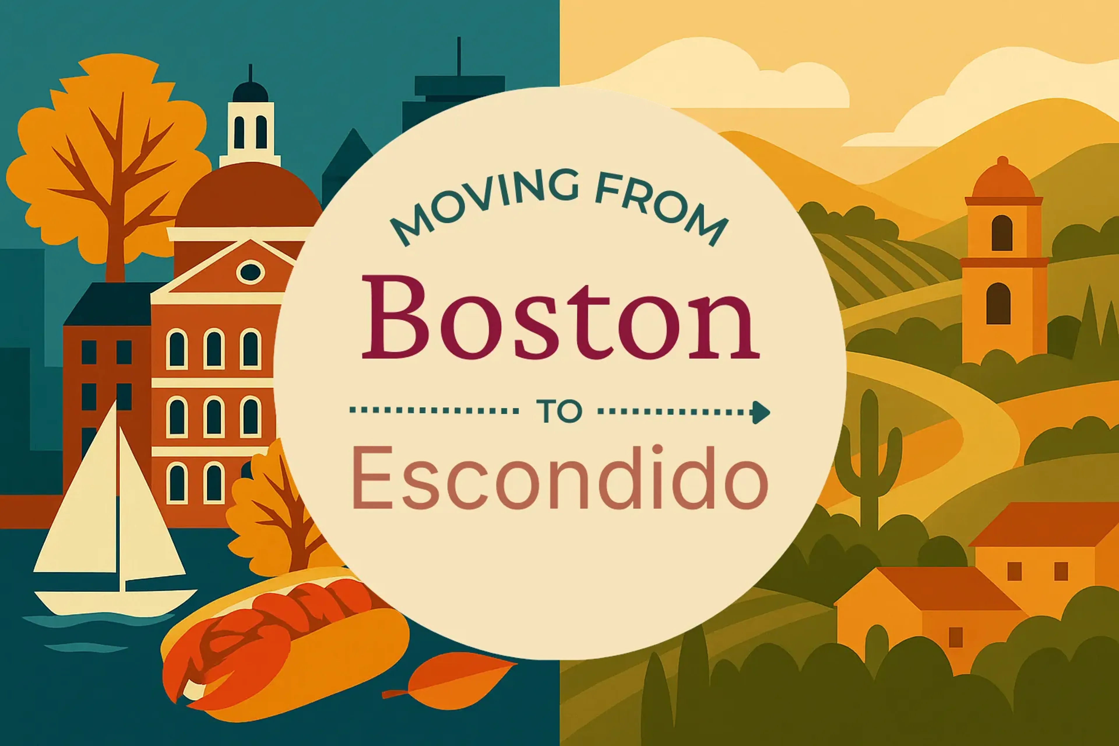 Side-by-side comparison of Boston to Escondido moving companies
