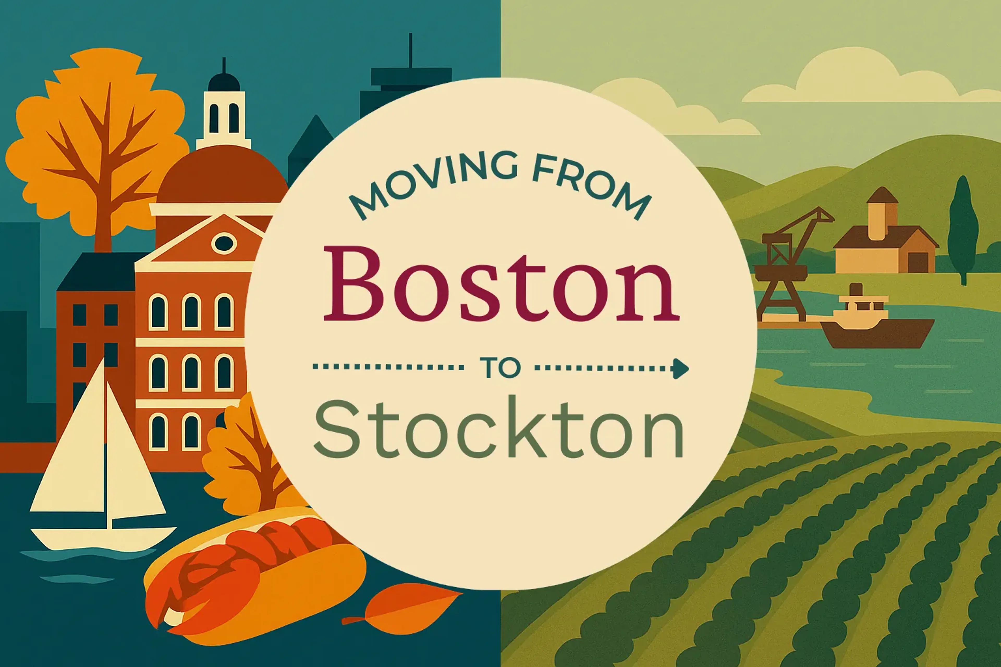 Side-by-side comparison of Boston to Stockton moving companies
