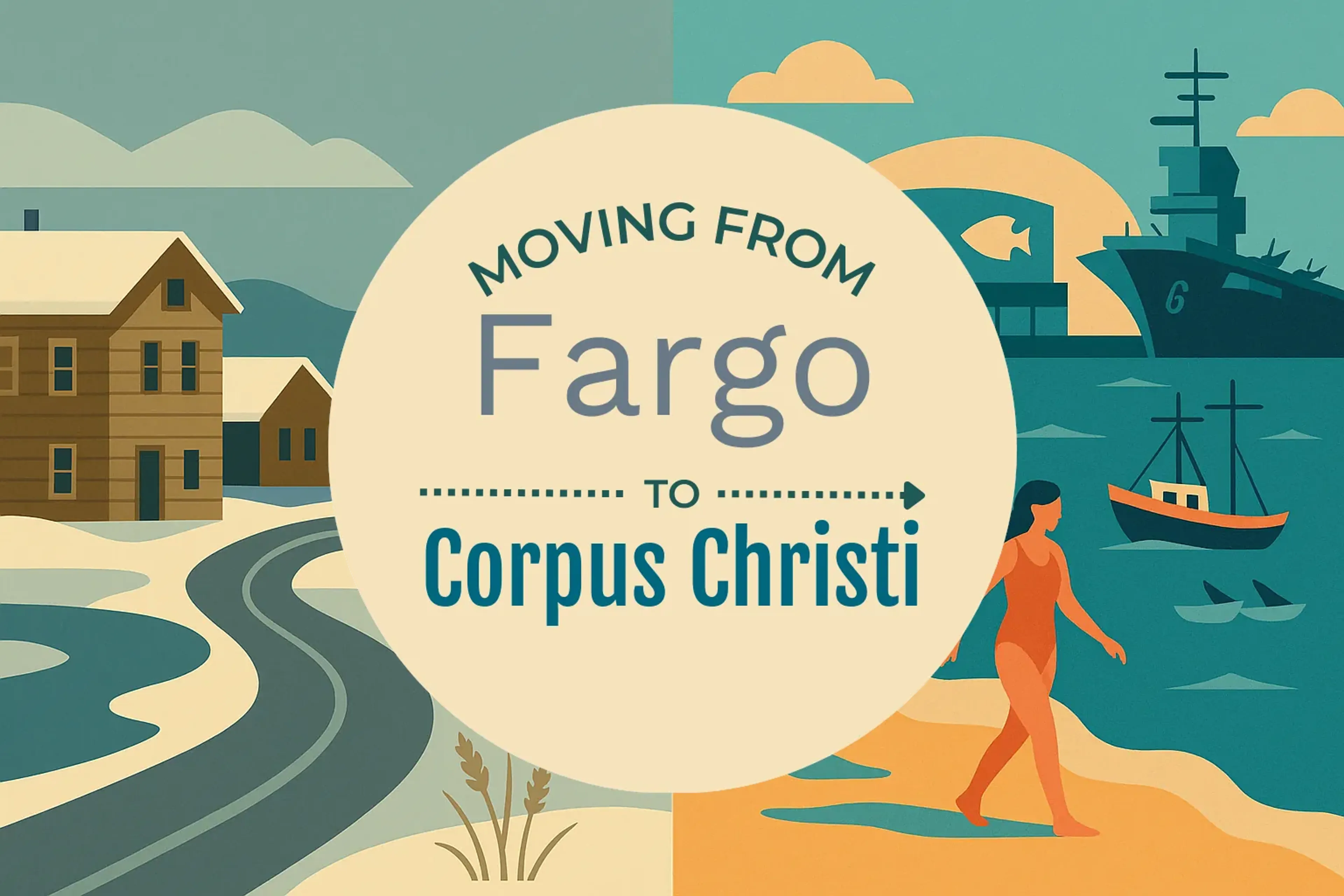 Side-by-side comparison of Fargo to Corpus Christi moving companies