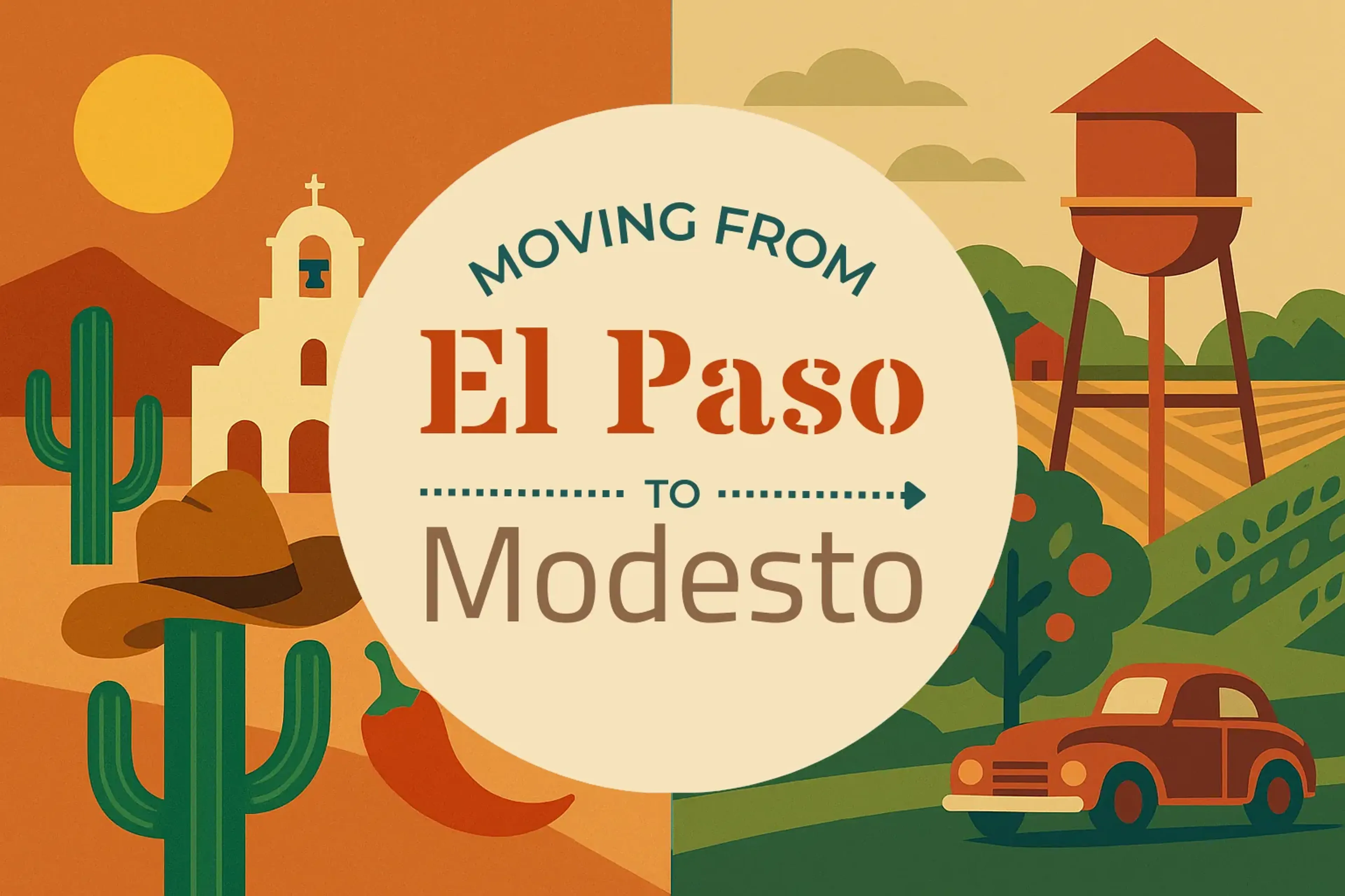 Side-by-side comparison of El Paso to Modesto moving companies