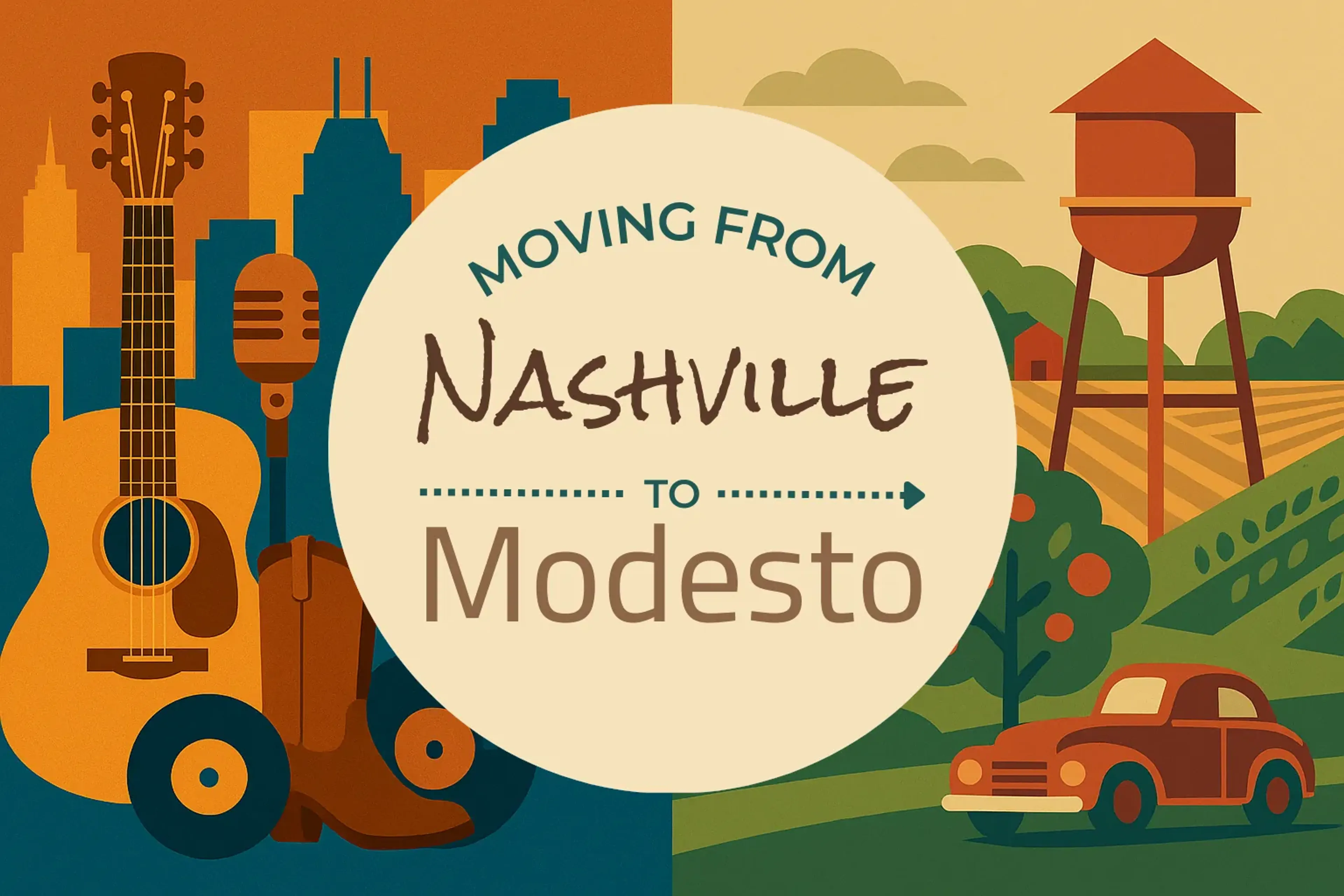 Side-by-side comparison of Nashville to Modesto moving companies
