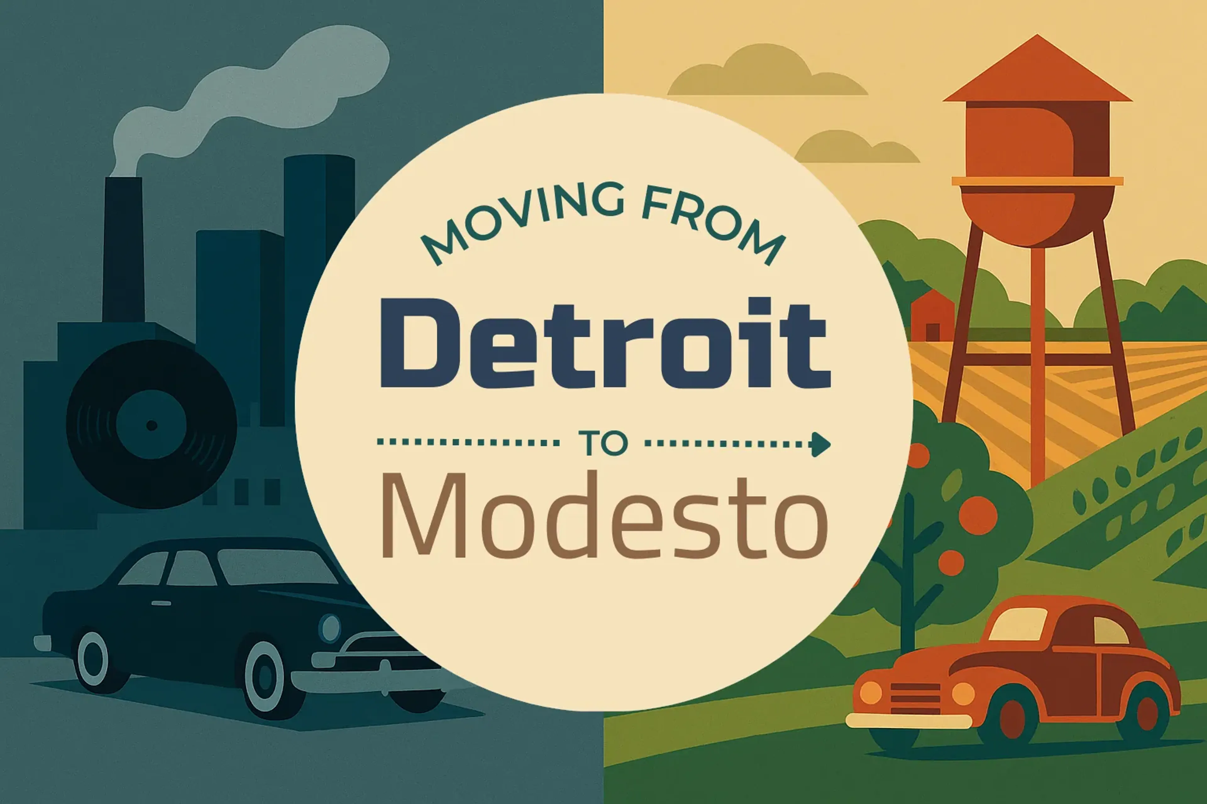 Side-by-side comparison of Detroit to Modesto moving companies