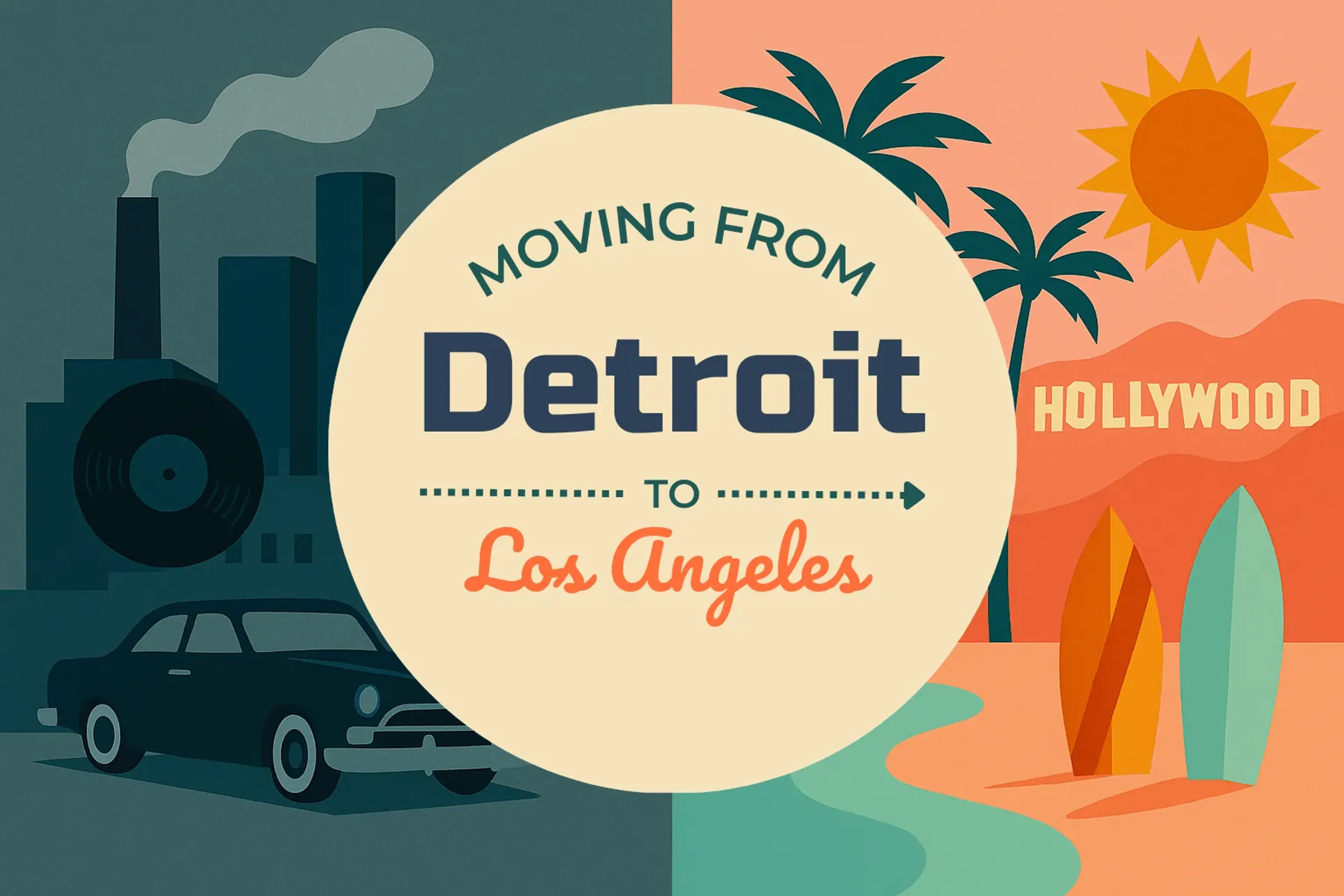 Side-by-side comparison of Detroit to Los Angeles moving companies