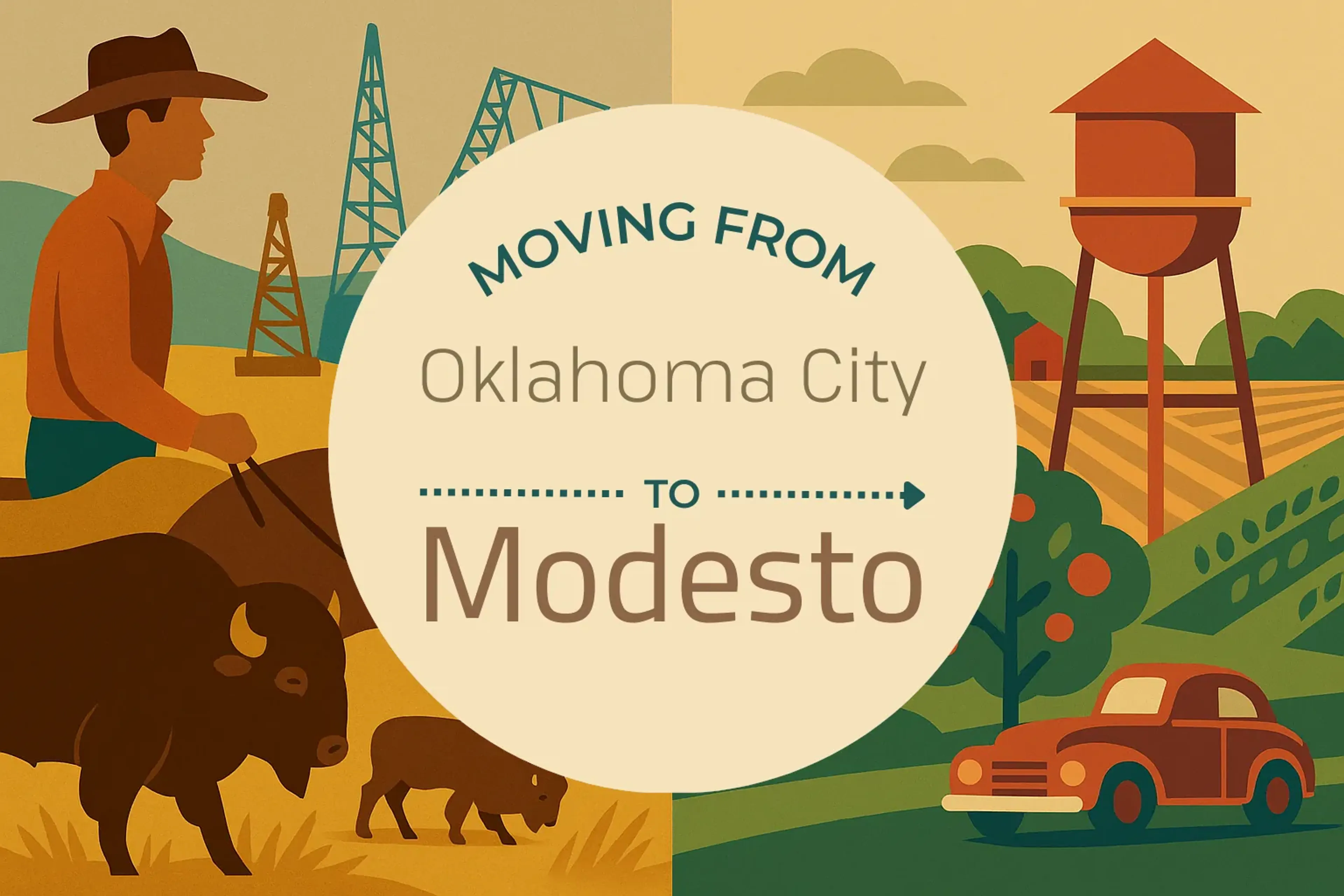 Side-by-side comparison of Oklahoma City to Modesto moving companies