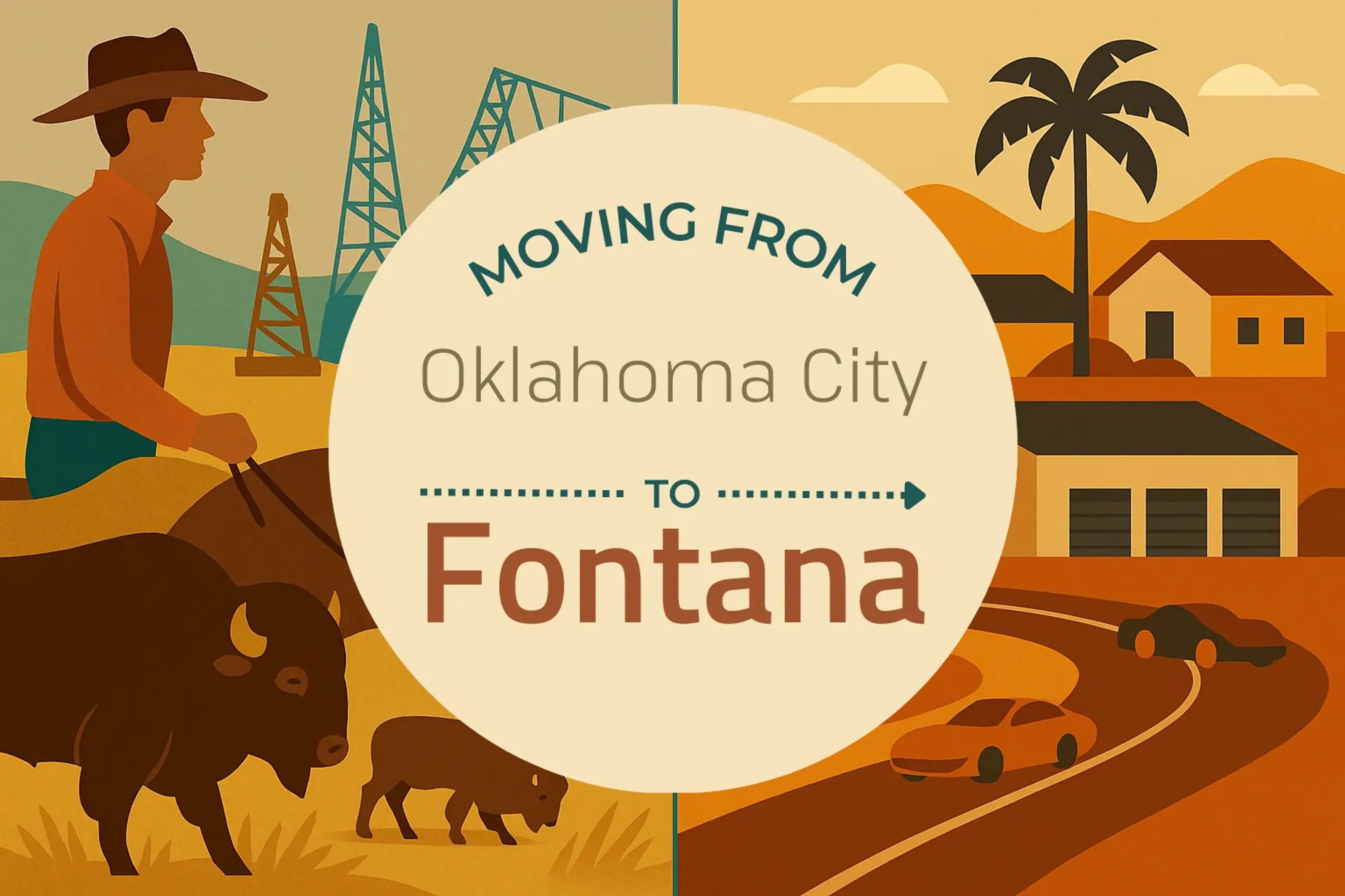 Side-by-side comparison of Oklahoma City to Fontana moving companies