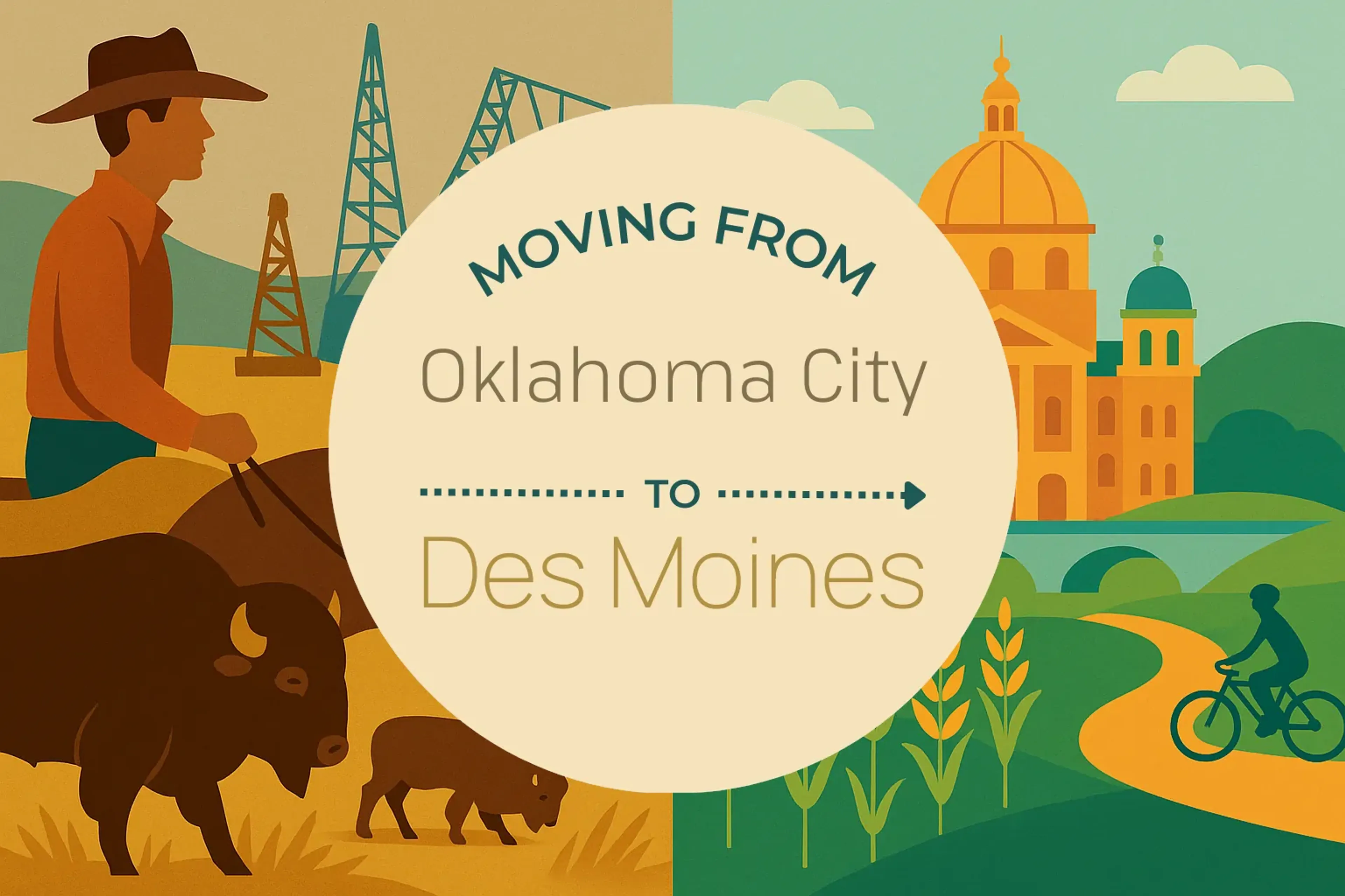 Side-by-side comparison of Oklahoma City to Des Moines moving companies