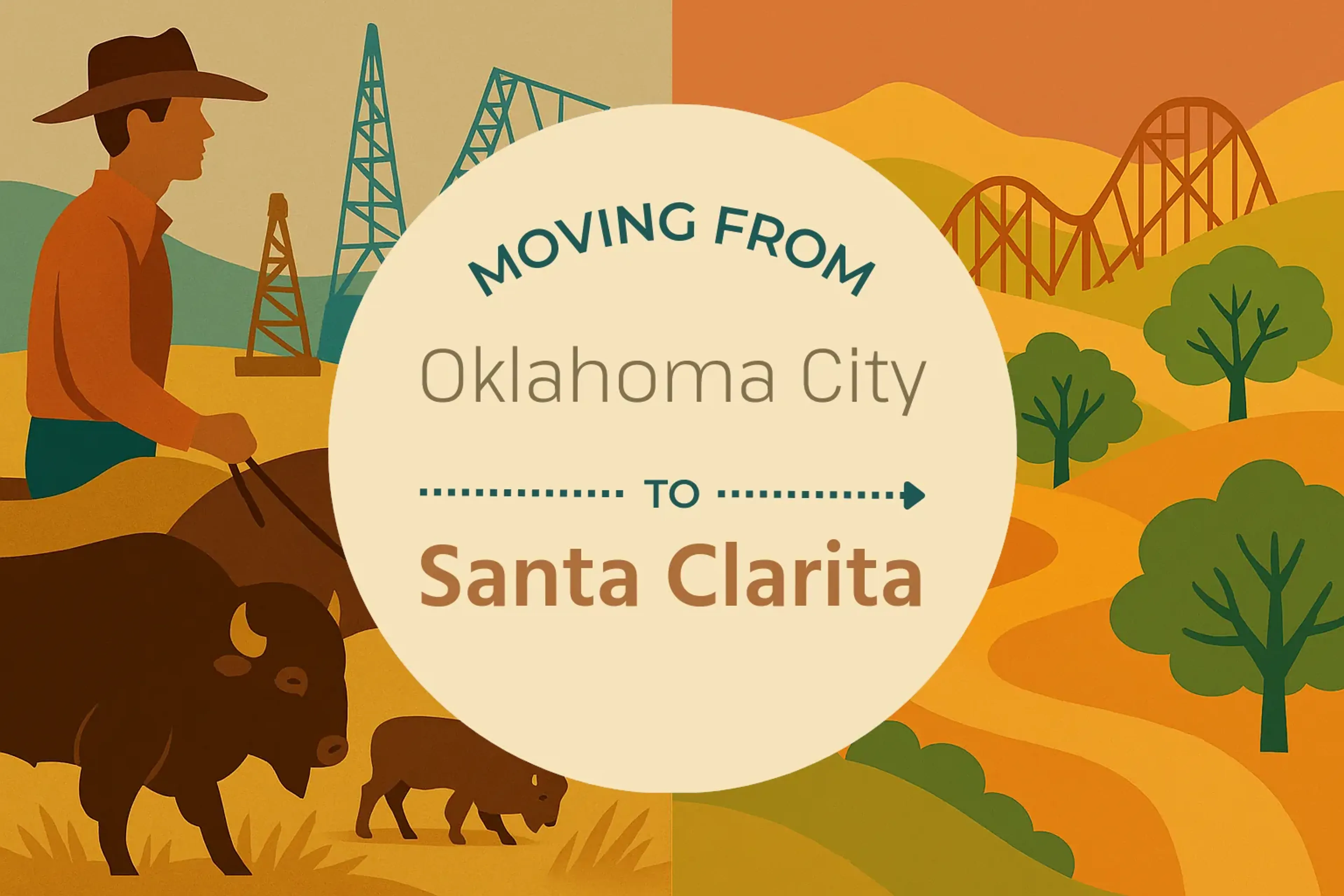 Side-by-side comparison of Oklahoma City to Santa Clarita moving companies