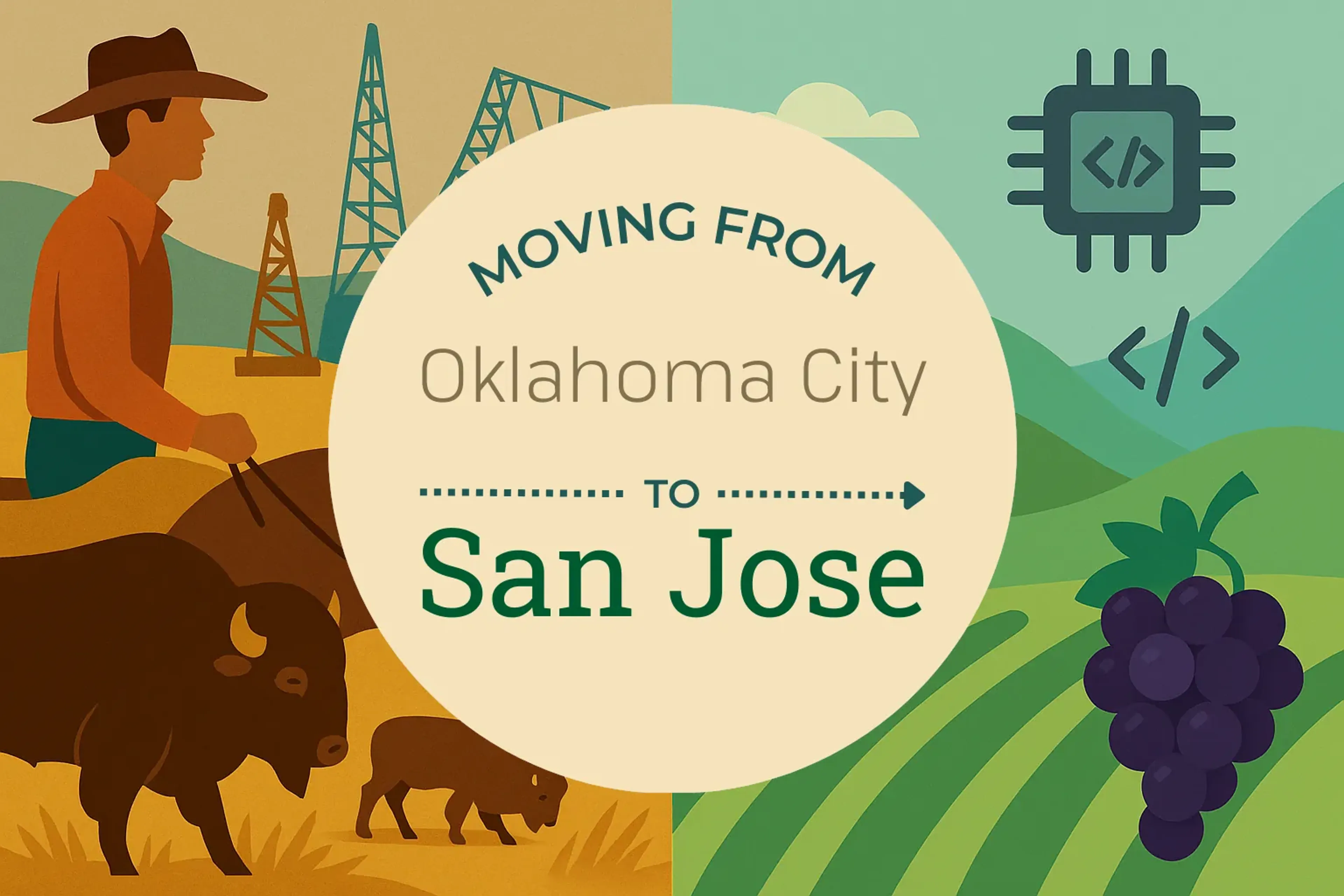 Side-by-side comparison of Oklahoma City to San Jose moving companies
