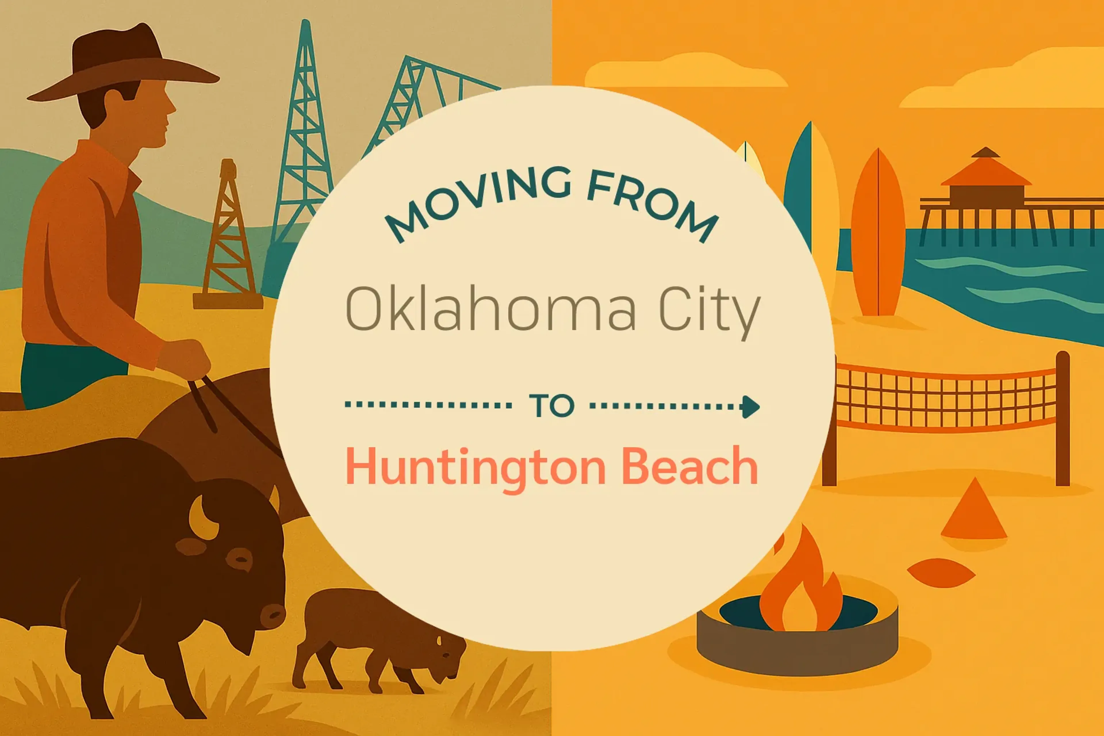 Side-by-side comparison of Oklahoma City to Huntington Beach moving companies