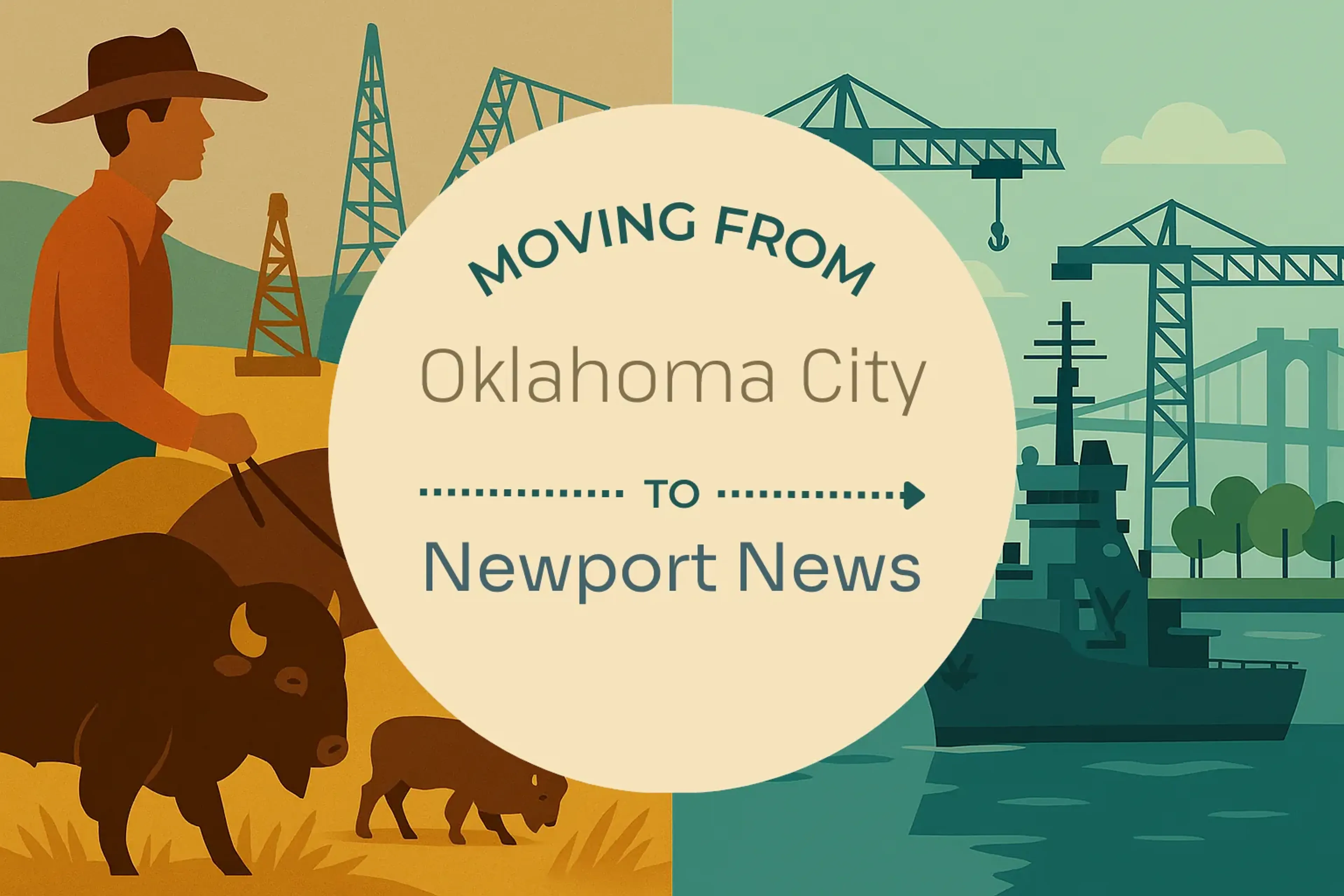 Side-by-side comparison of Oklahoma City to Newport News moving companies