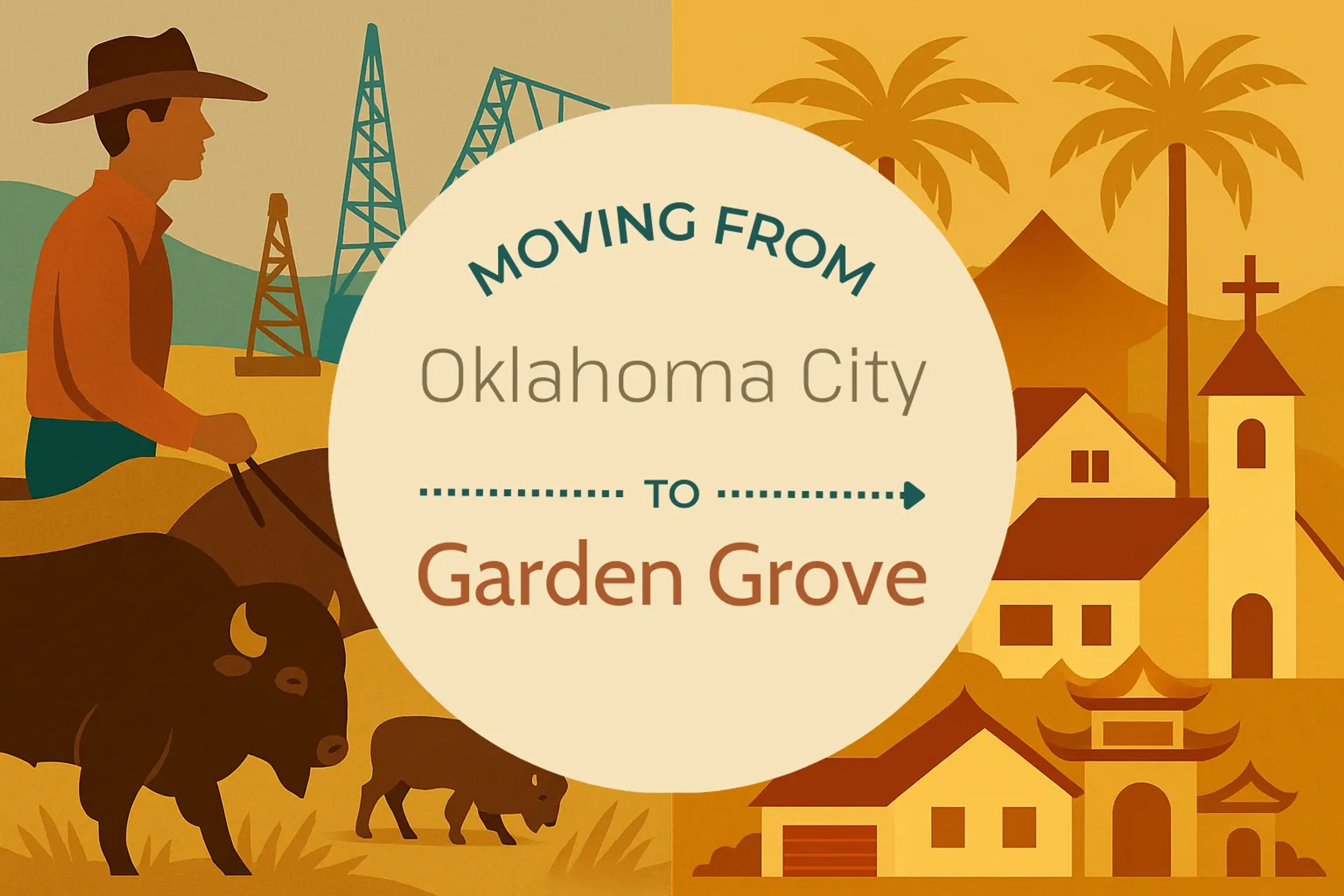 Side-by-side comparison of Oklahoma City to Garden Grove moving companies