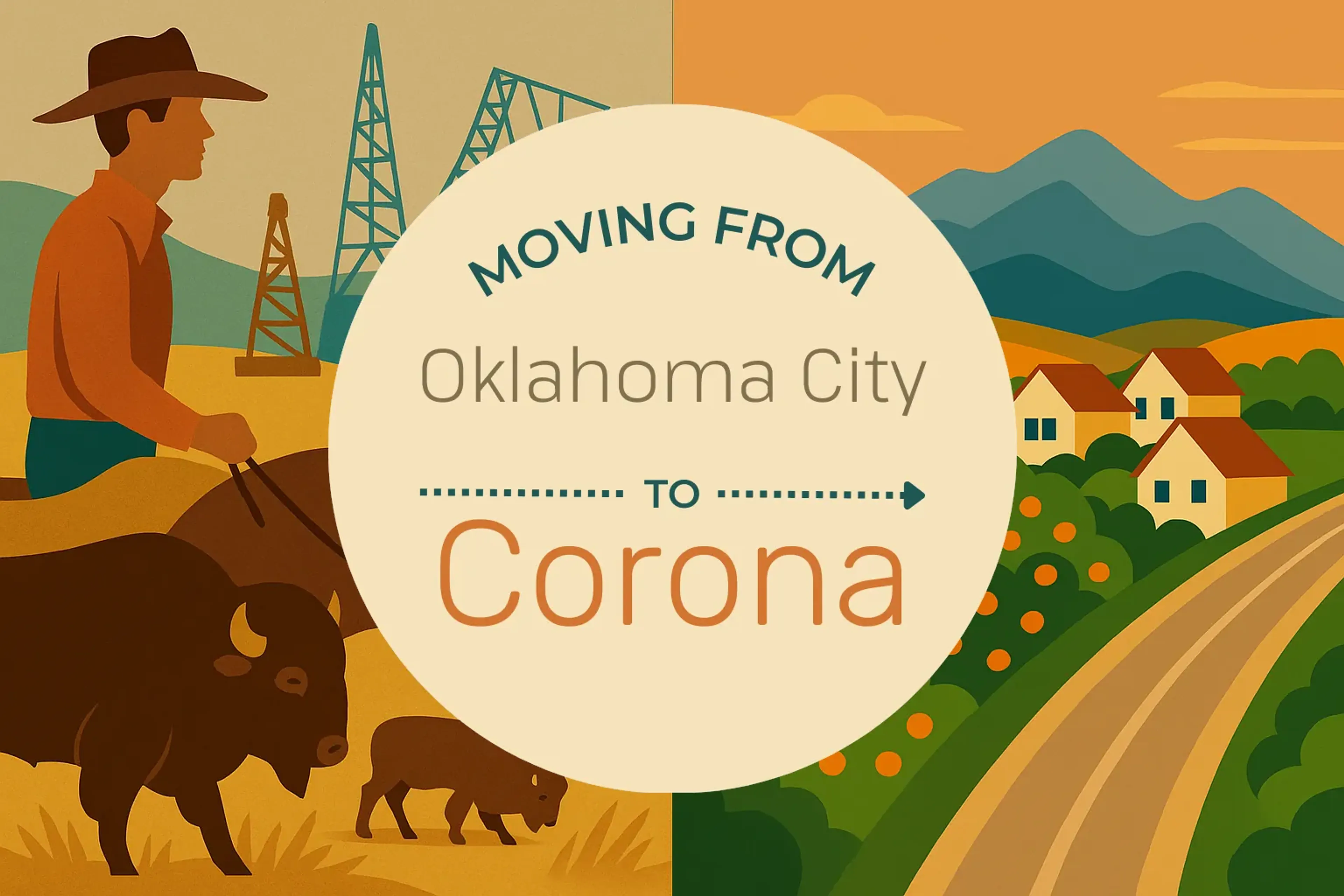 Side-by-side comparison of Oklahoma City to Corona moving companies