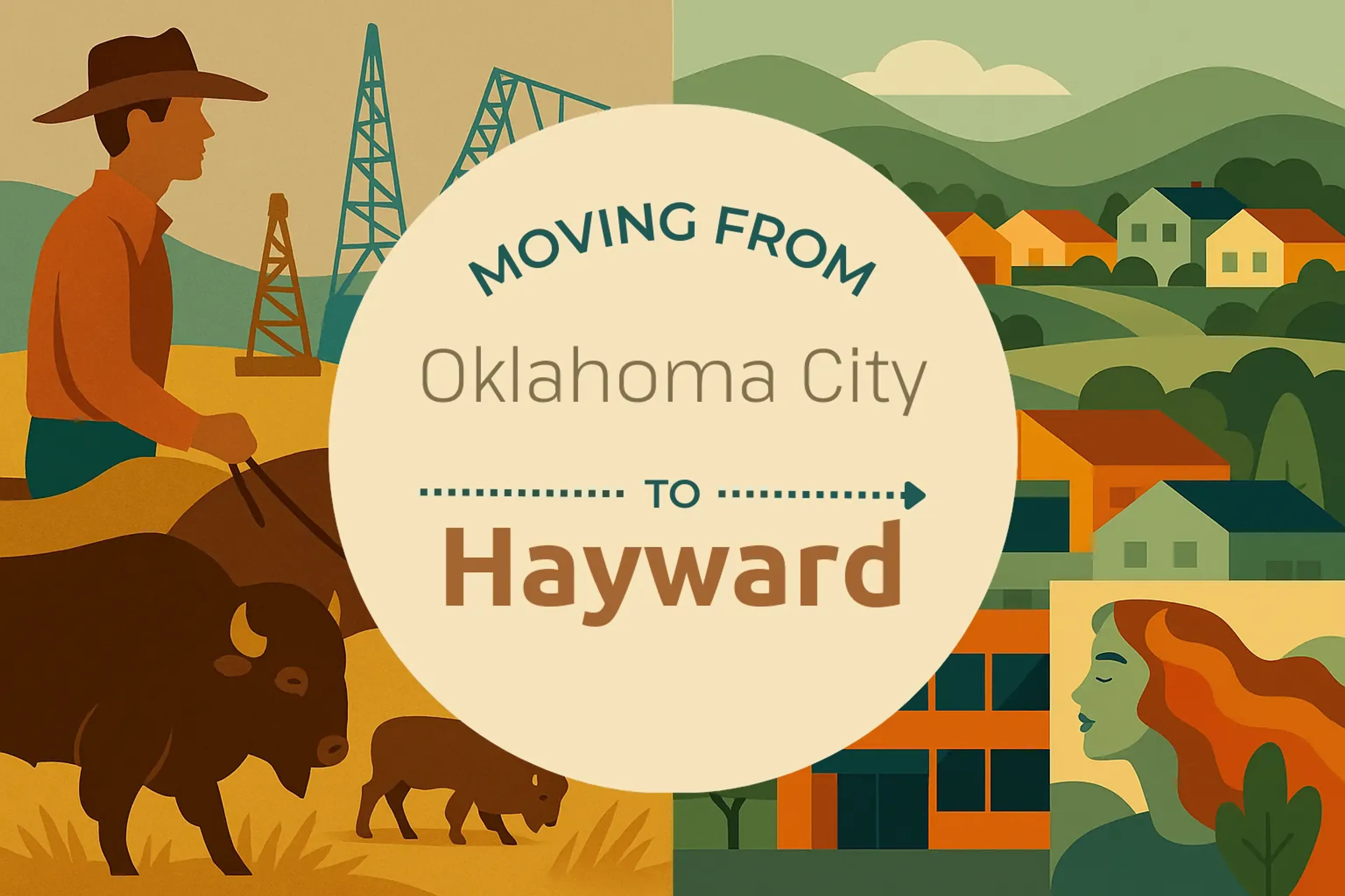 Side-by-side comparison of Oklahoma City to Hayward moving companies