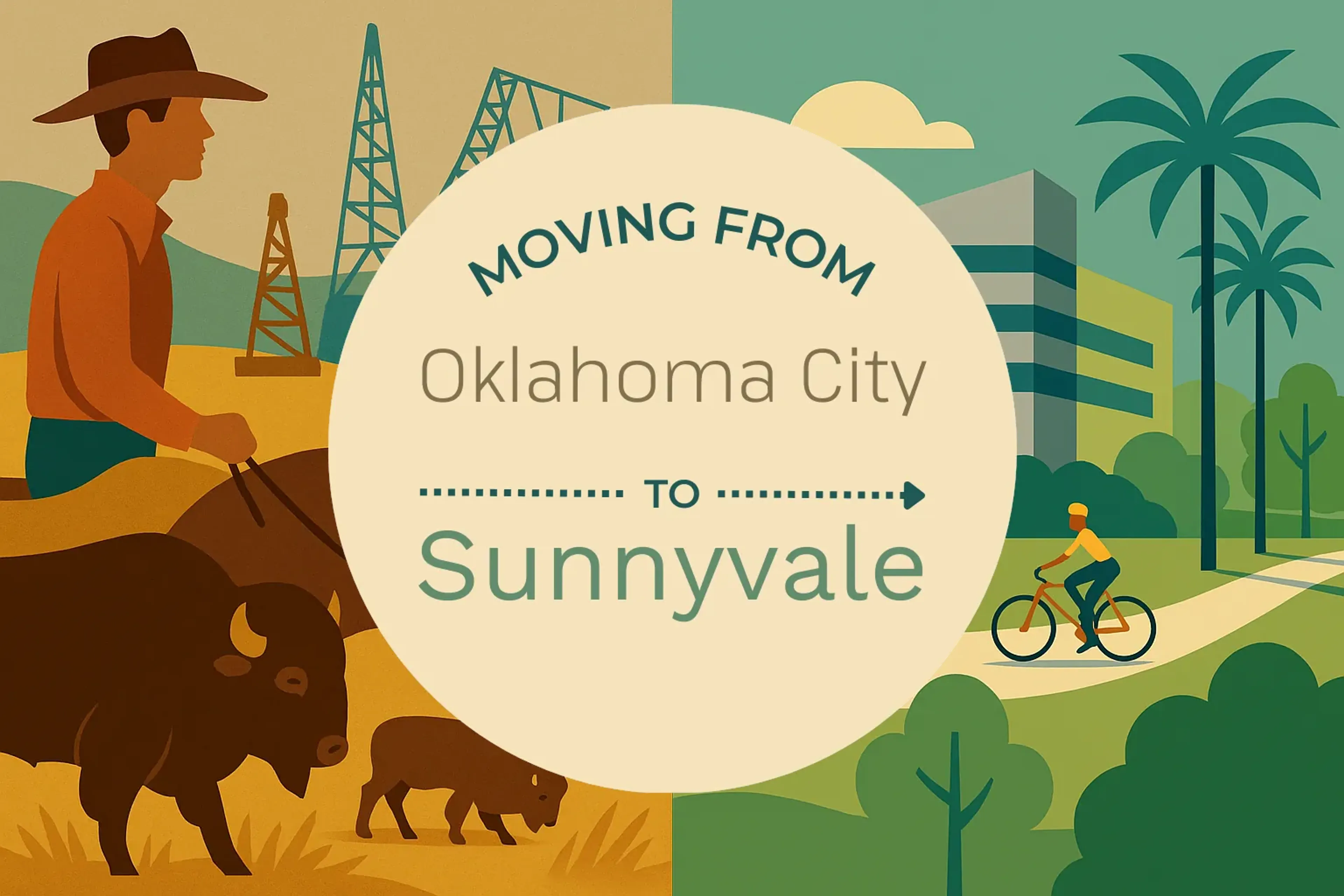 Side-by-side comparison of Oklahoma City to Sunnyvale moving companies