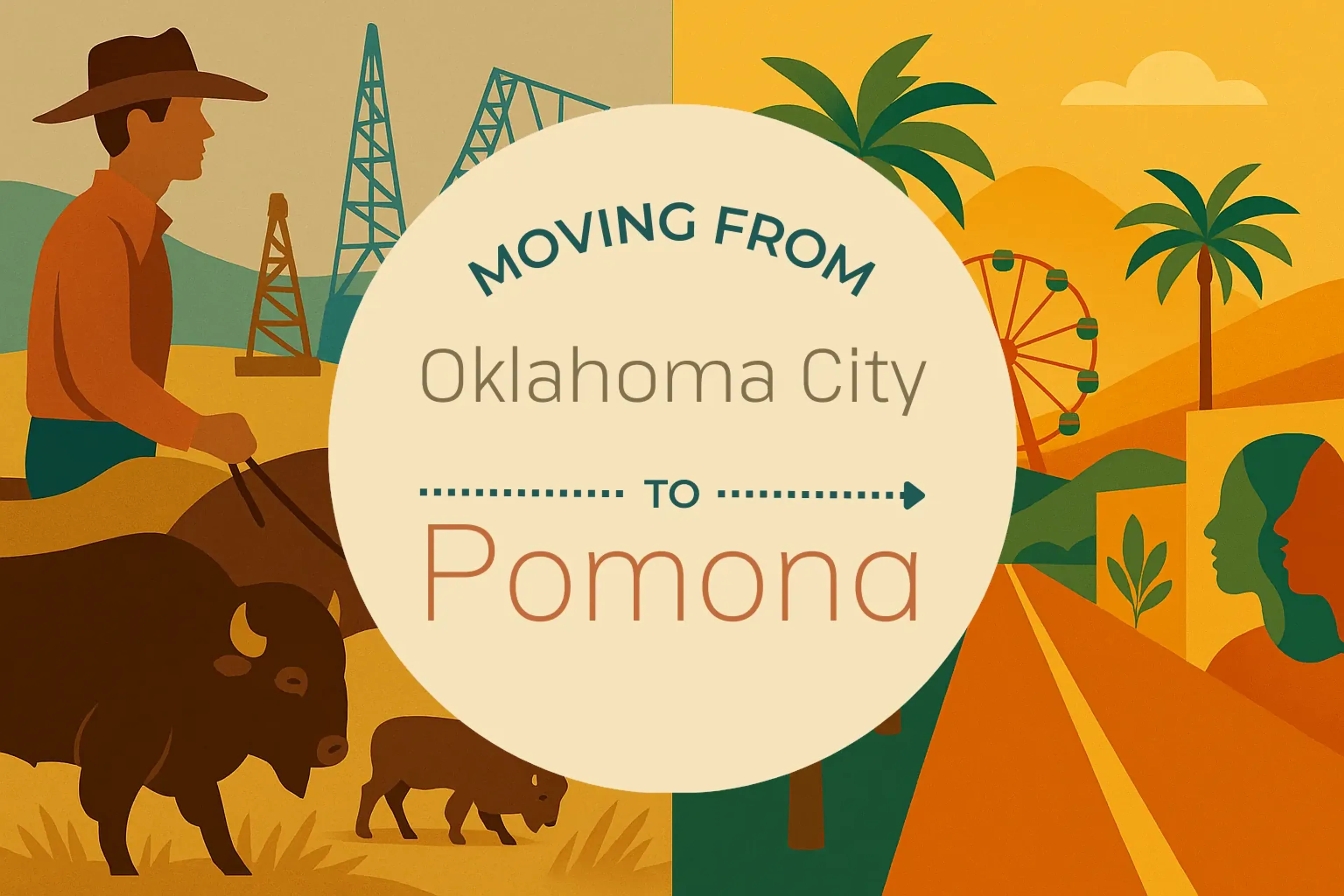 Side-by-side comparison of Oklahoma City to Pomona moving companies