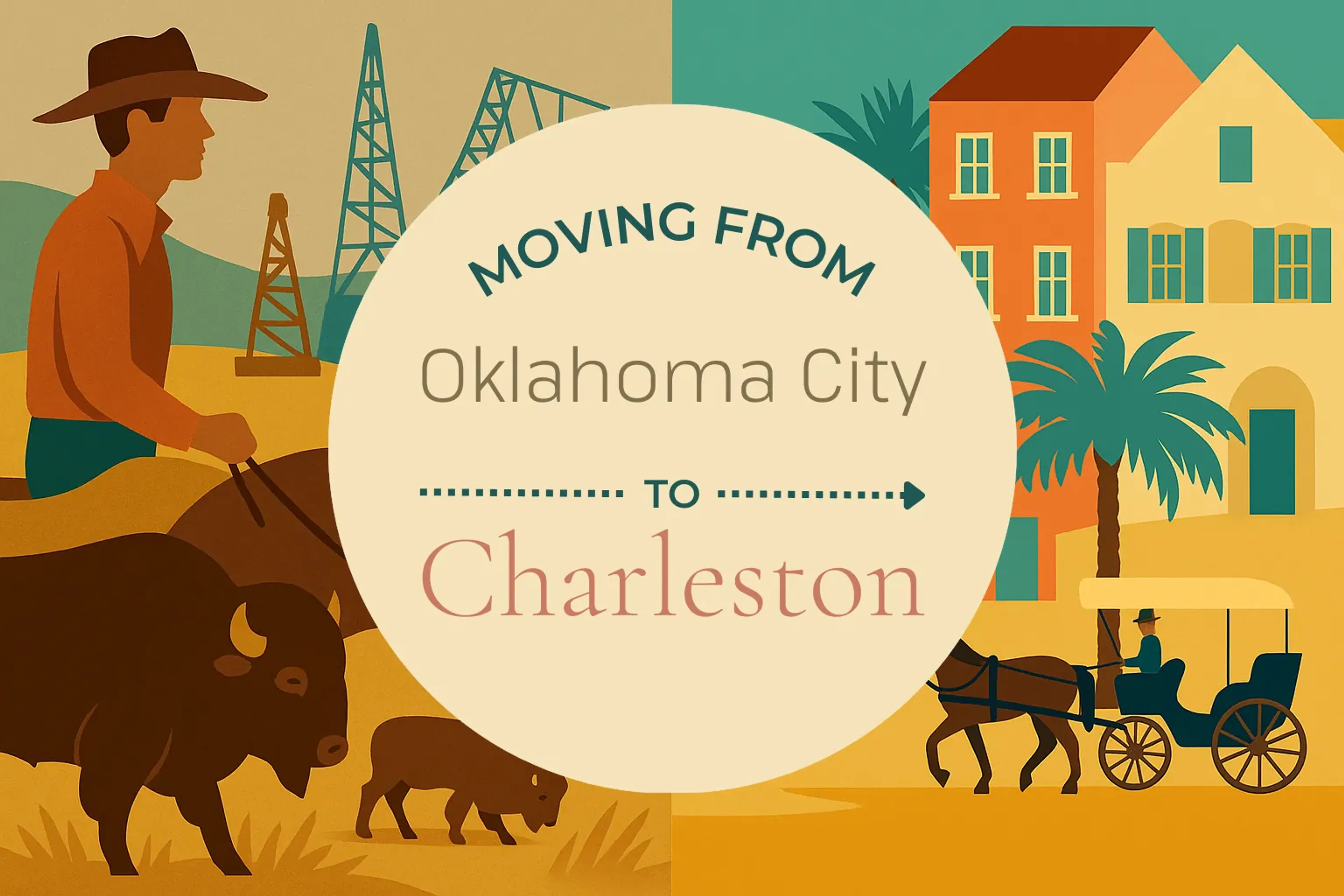 Side-by-side comparison of Oklahoma City to Charleston moving companies