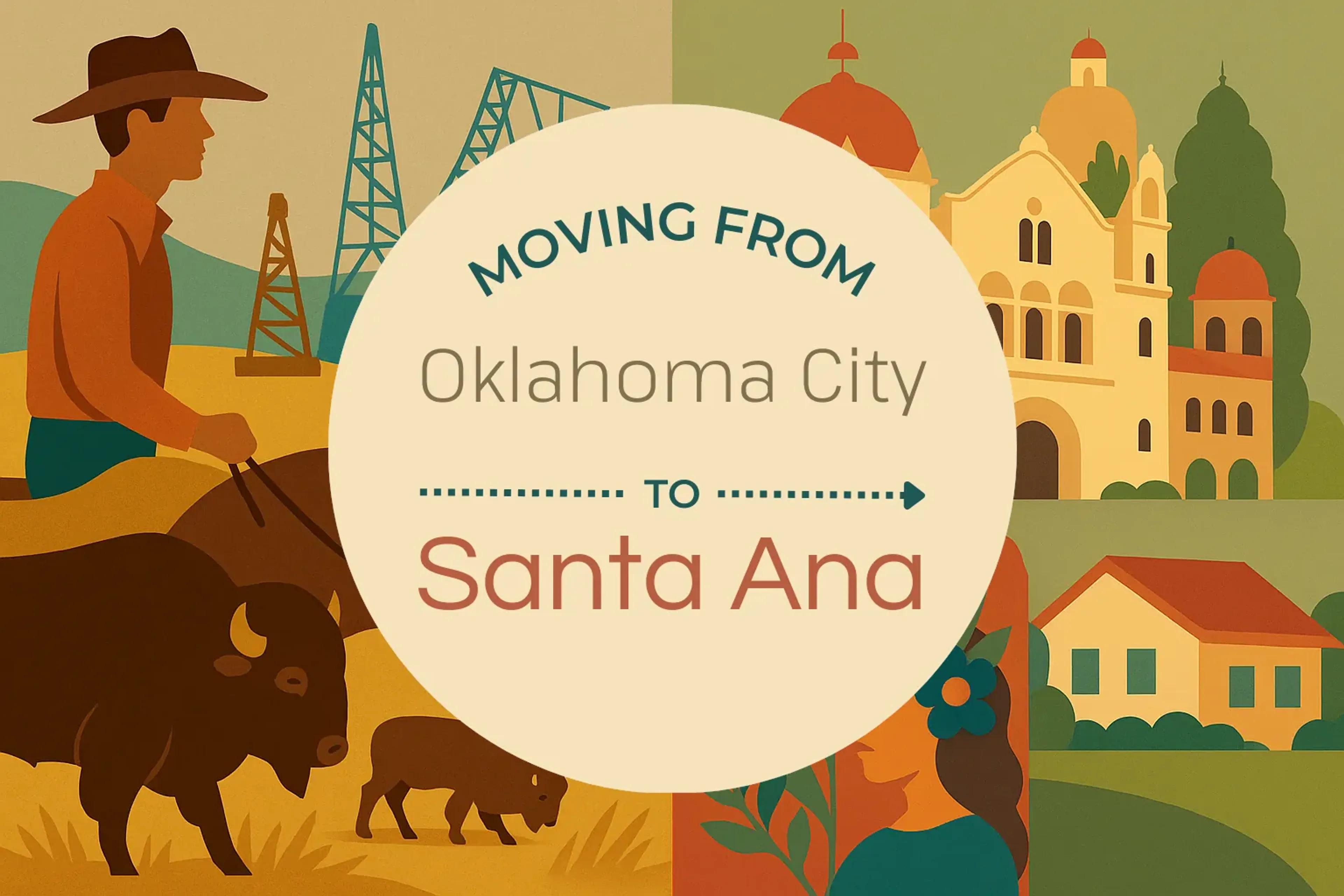 Side-by-side comparison of Oklahoma City to Santa Ana moving companies