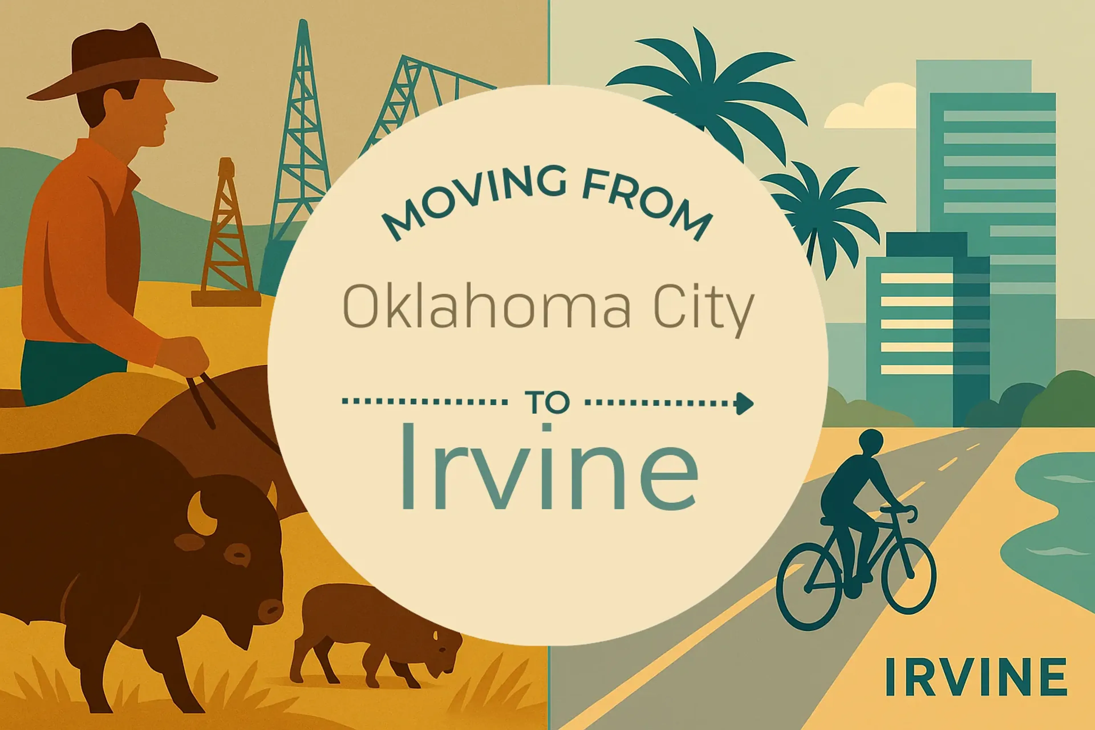 Side-by-side comparison of Oklahoma City to Irvine moving companies