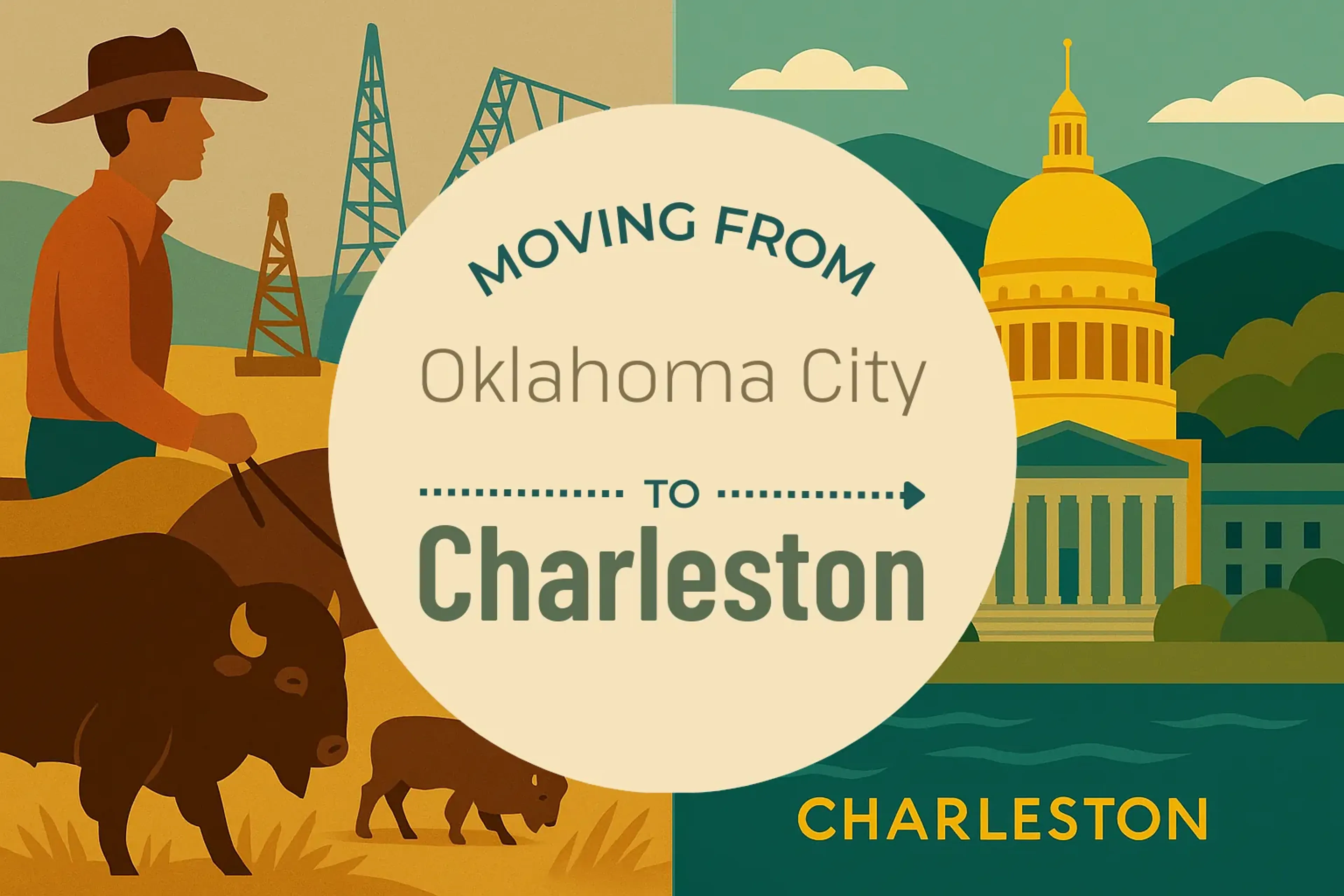 Side-by-side comparison of Oklahoma City to Charleston moving companies