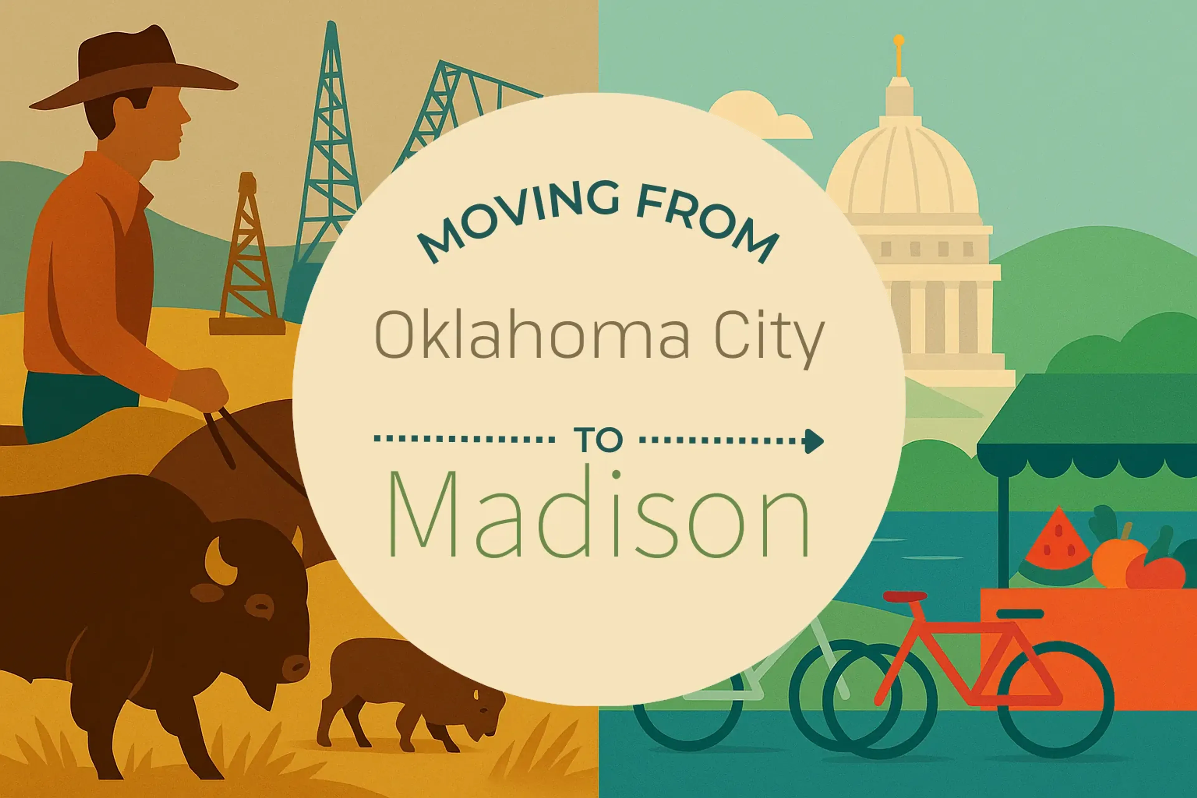 Side-by-side comparison of Oklahoma City to Madison moving companies