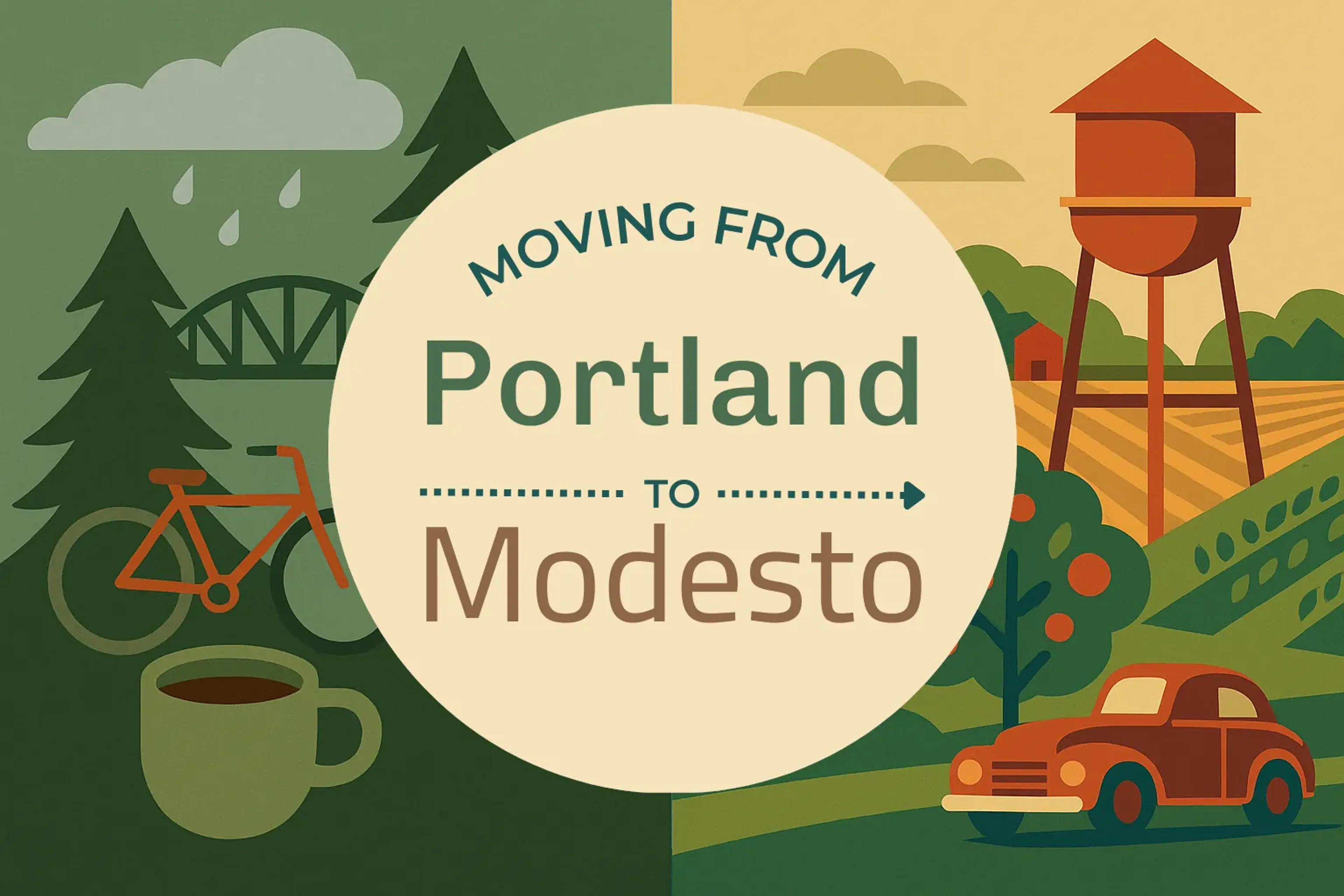 Side-by-side comparison of Portland to Modesto moving companies
