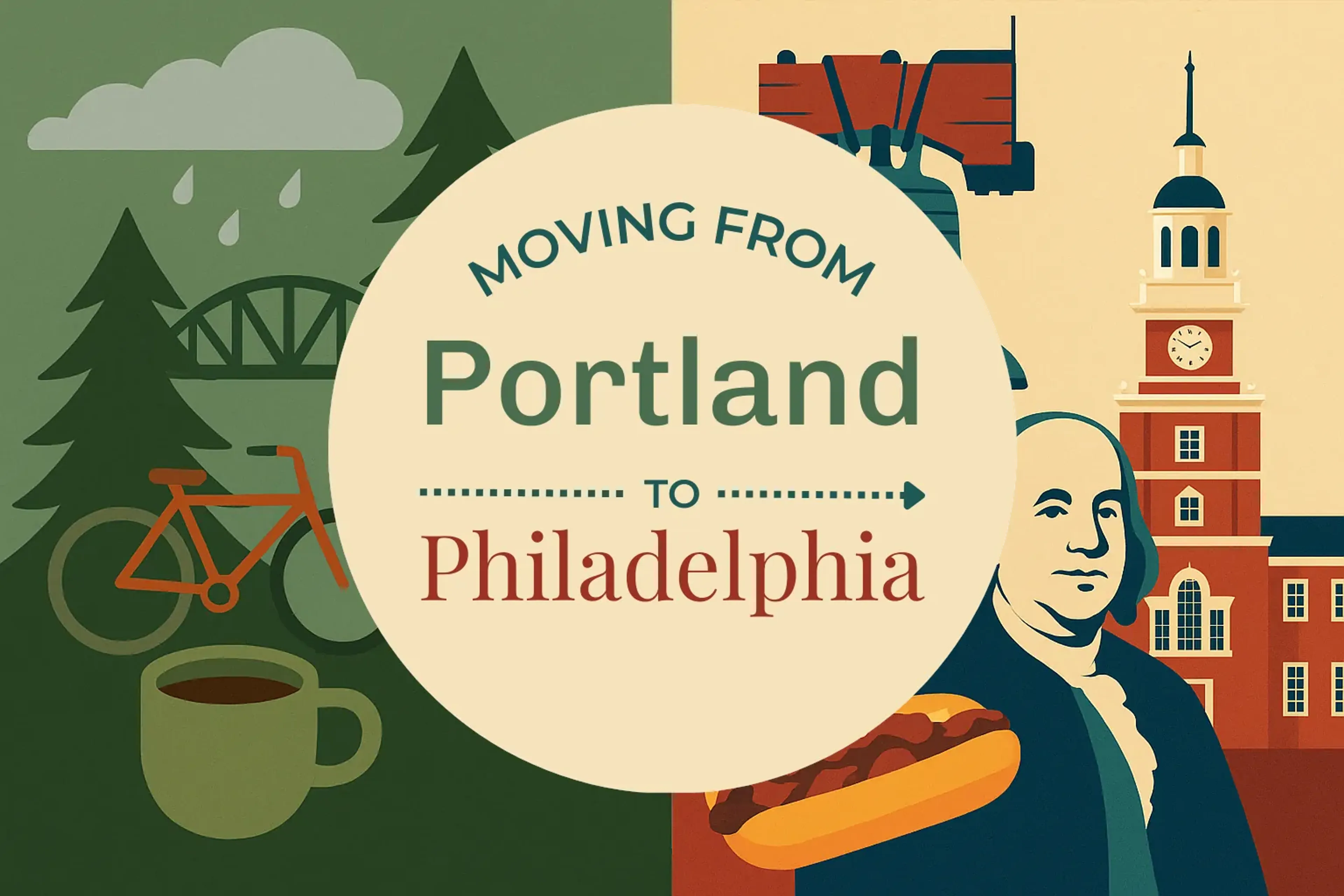 Side-by-side comparison of Portland to Philadelphia moving companies
