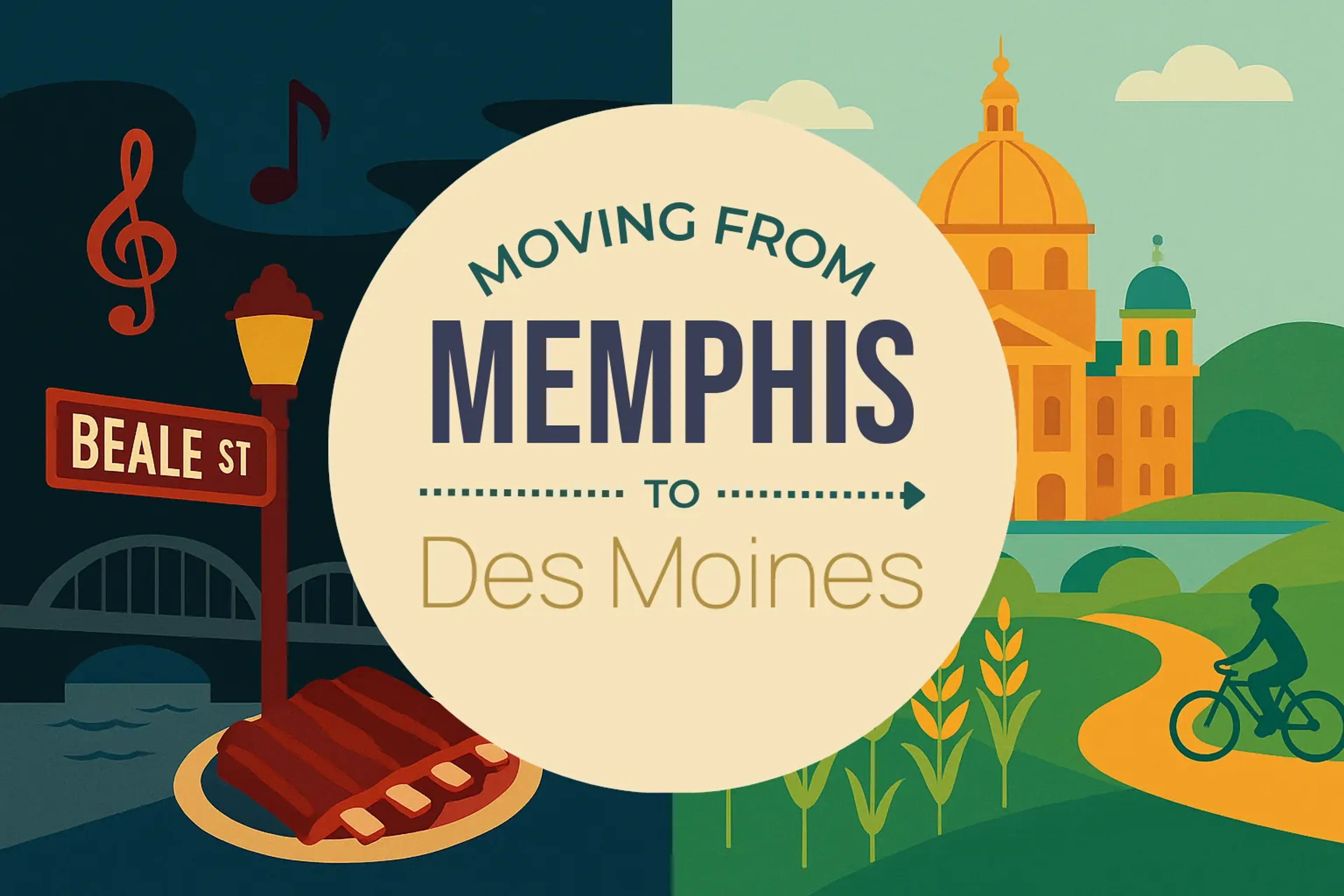 Side-by-side comparison of Memphis to Des Moines moving companies
