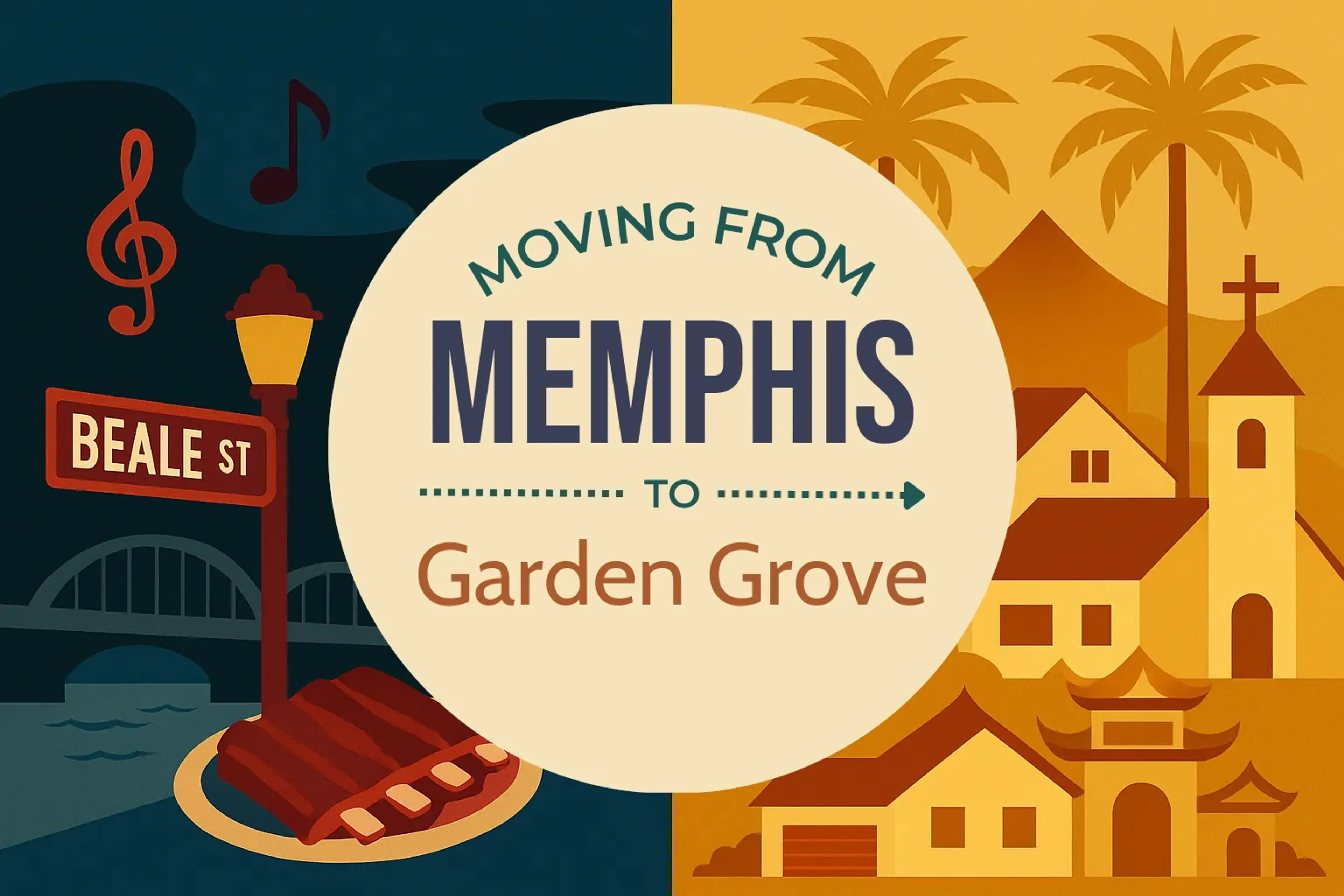 Side-by-side comparison of Memphis to Garden Grove moving companies