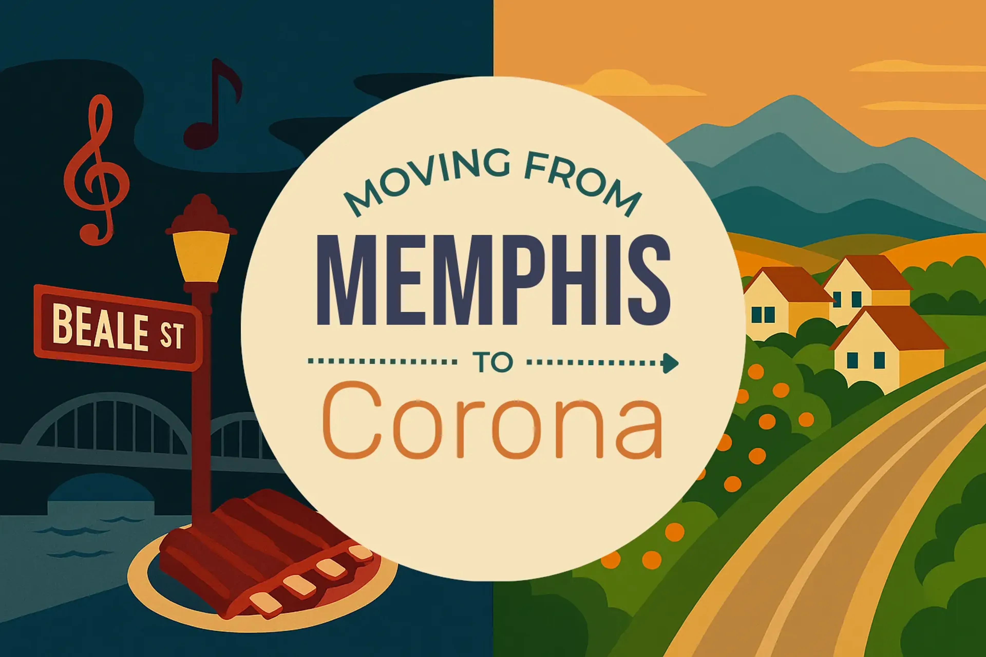Side-by-side comparison of Memphis to Corona moving companies