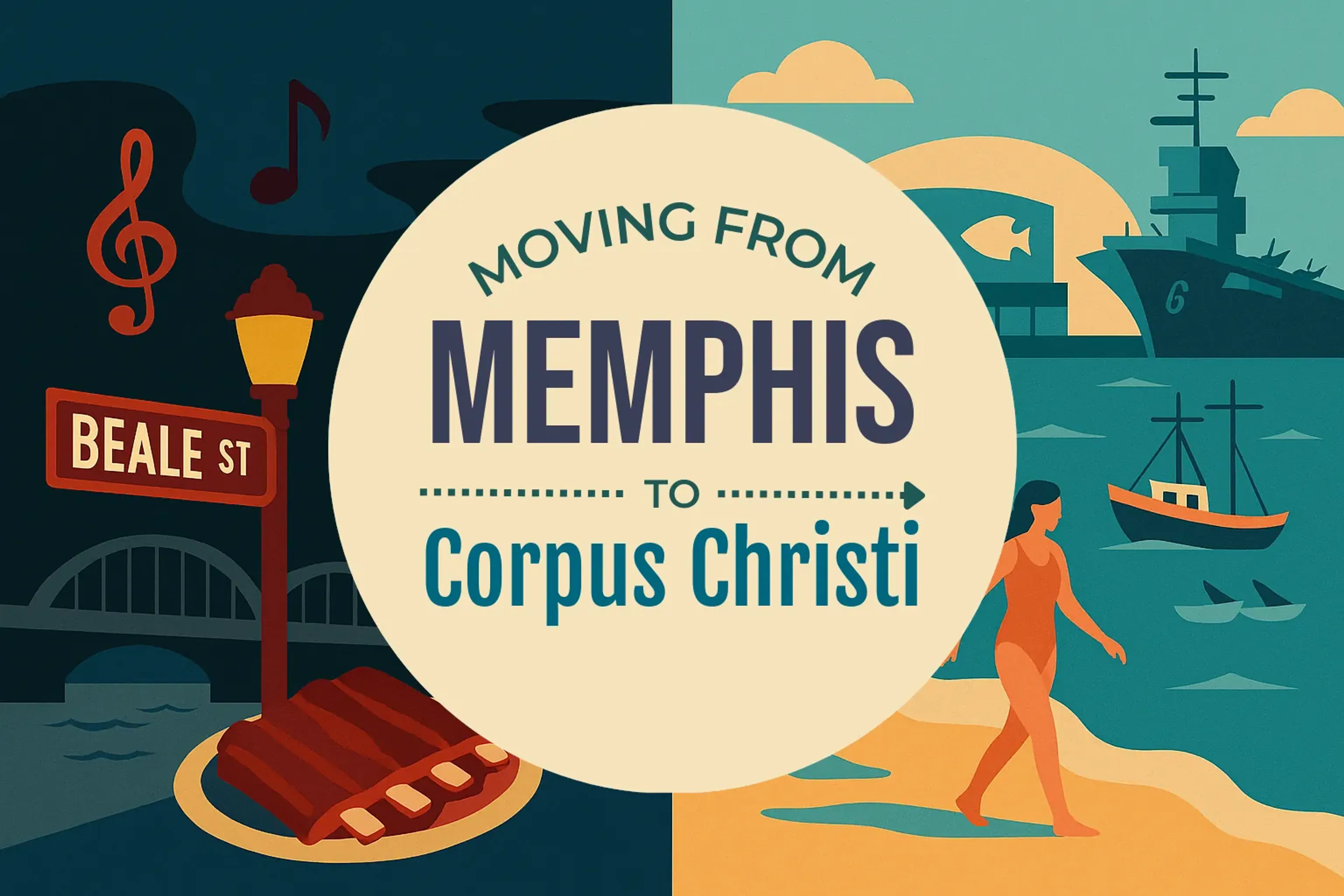 Side-by-side comparison of Memphis to Corpus Christi moving companies